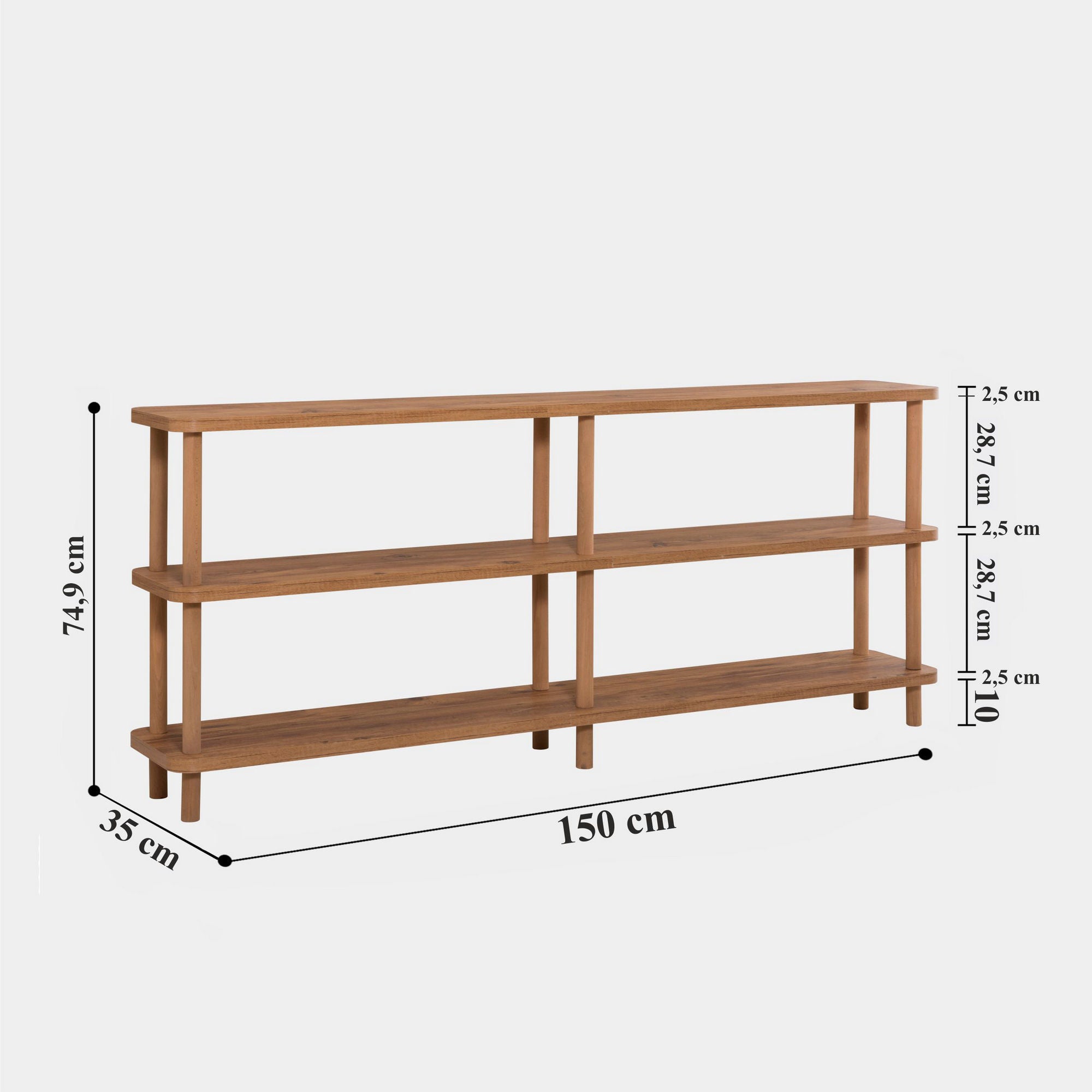 Estante rústica em MDF revestido de melamina – 150 cm – Pinheiro Atlântico