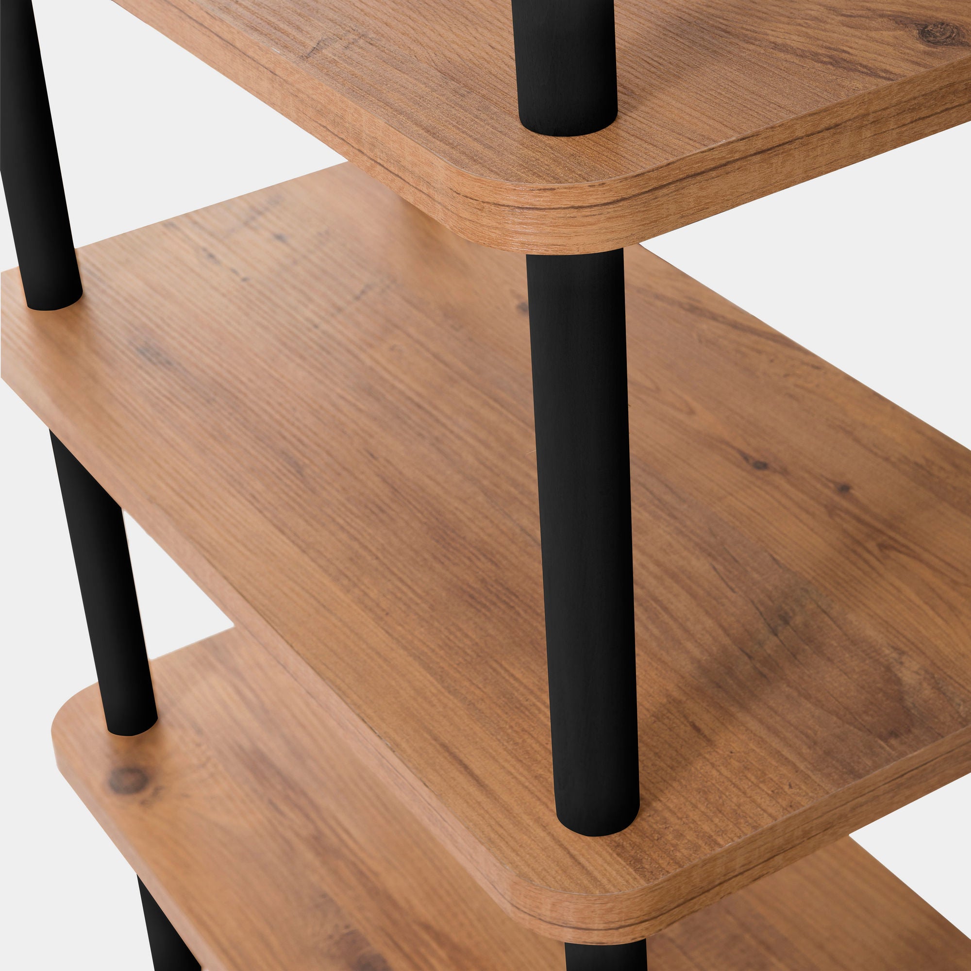 Estante Rústica Escandinava – 80 cm x 168,5 cm x 28 cm – Preto e Pinho Atlântico – Painel de Partículas Revestido a Melamina