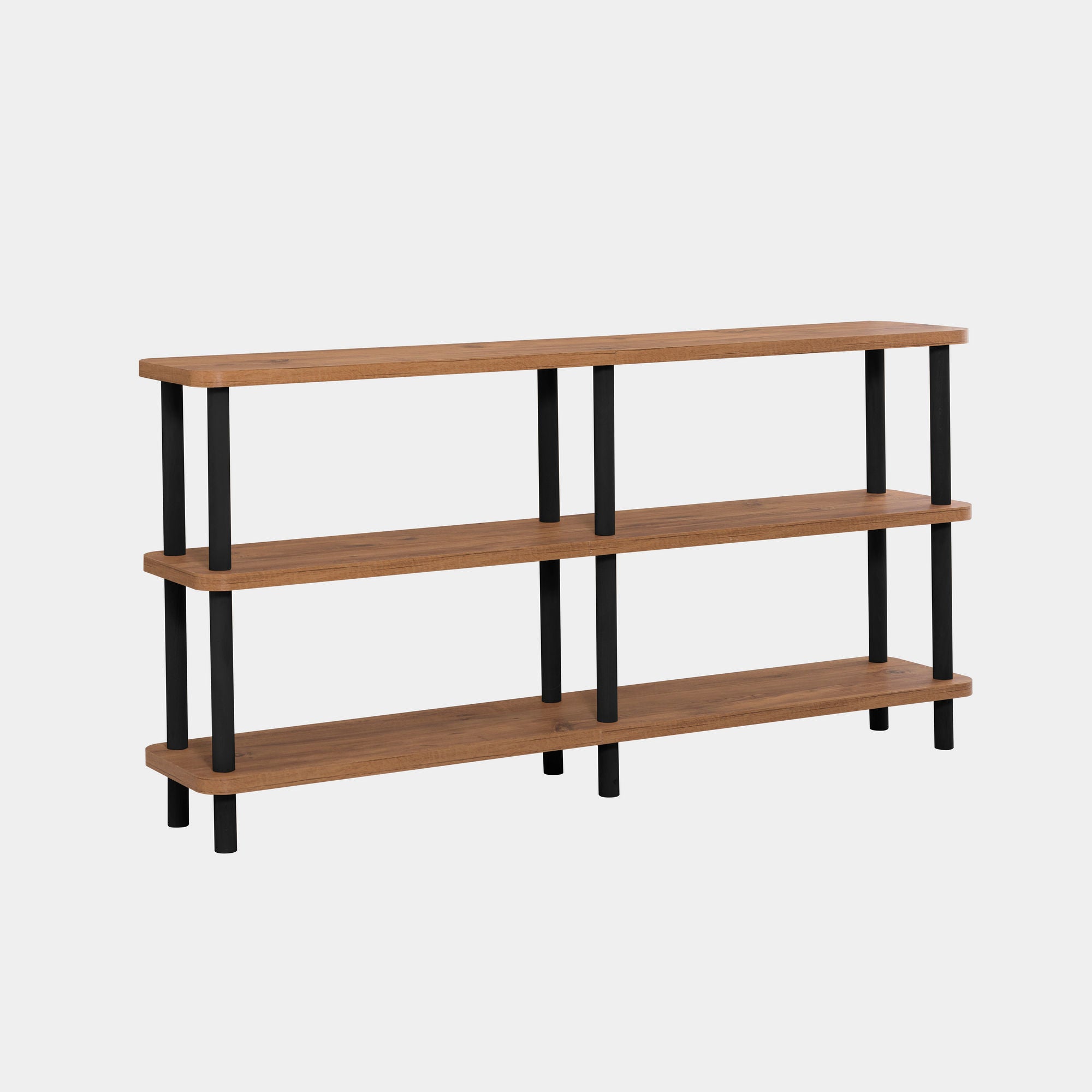 Estante de Livros – 150 cm – Preto e Pinho Atlântico – Painéis de Partículas revestidos a Melamina