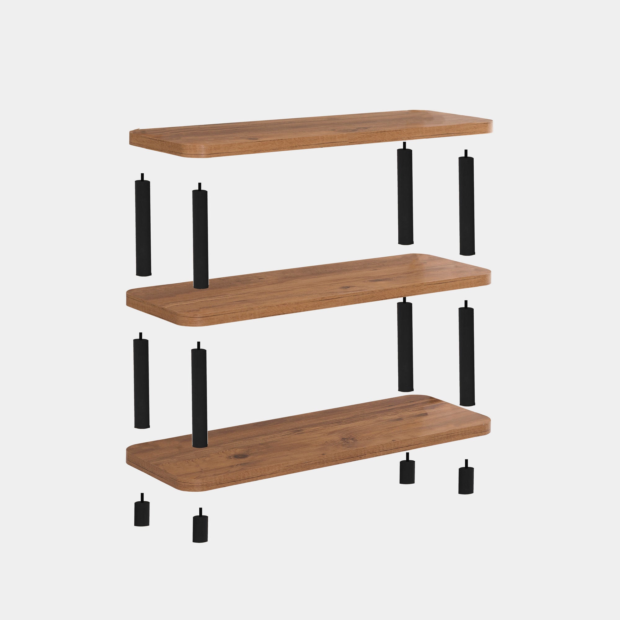 Estante – 80 cm x 75 cm x 28 cm – Preto e Pinho Atlântico – Painel de partículas revestido a melamina