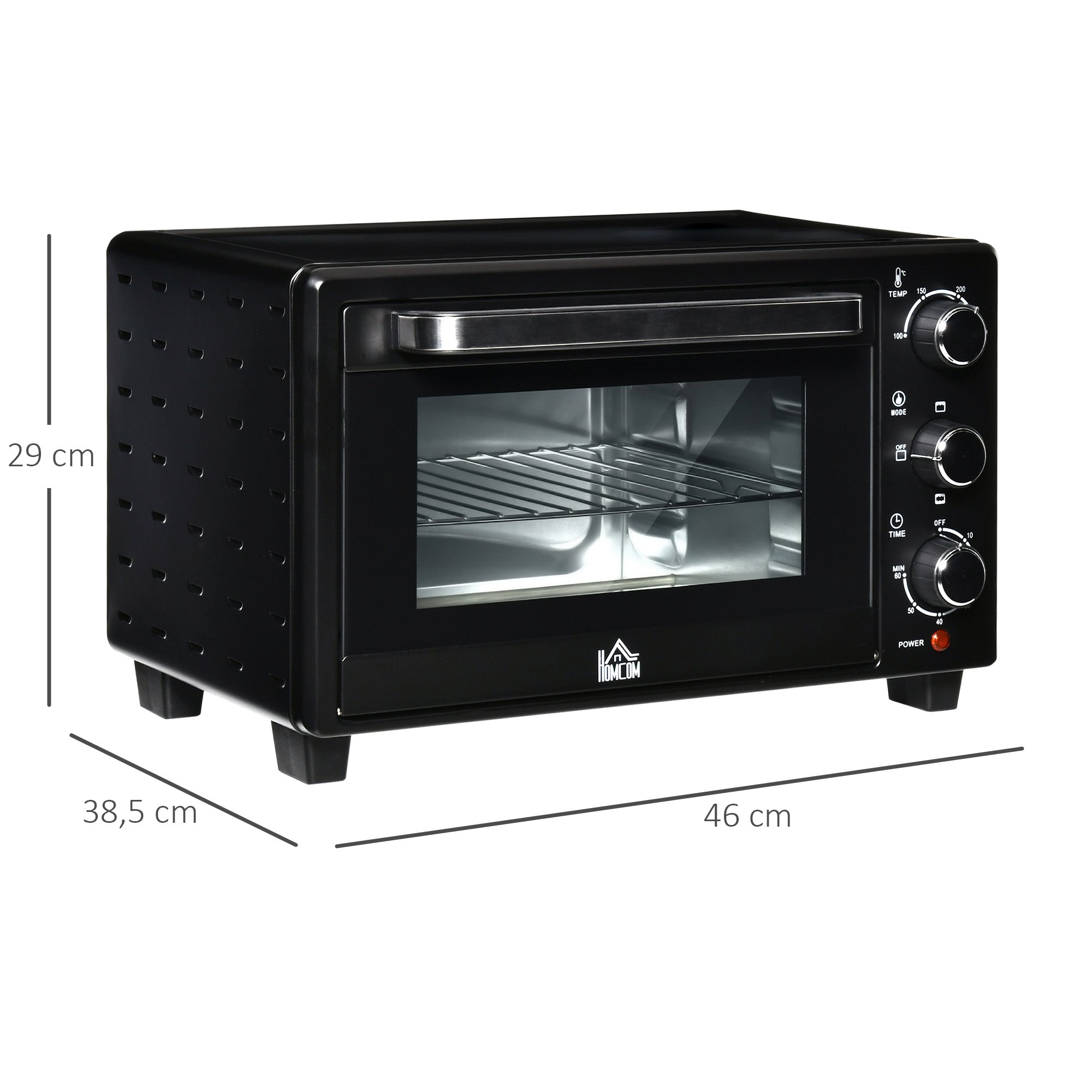 Mini Forno Elétrico – 21L – Preto – Metal e Vidro Temperado