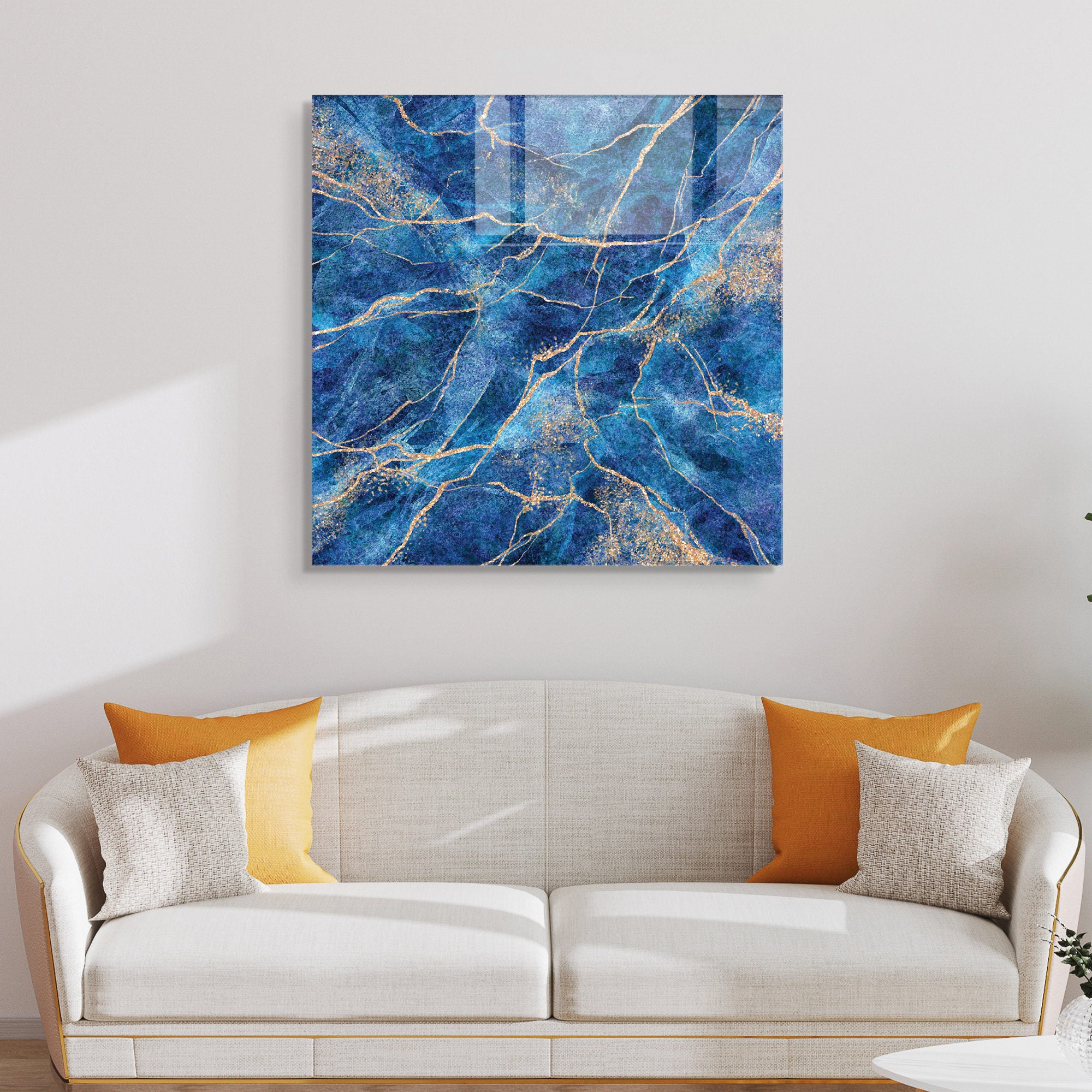 Pintura Decorativa em Vidro Temperado Multicolor 40x40cm - Arte Moderna para Decoração de Interiores