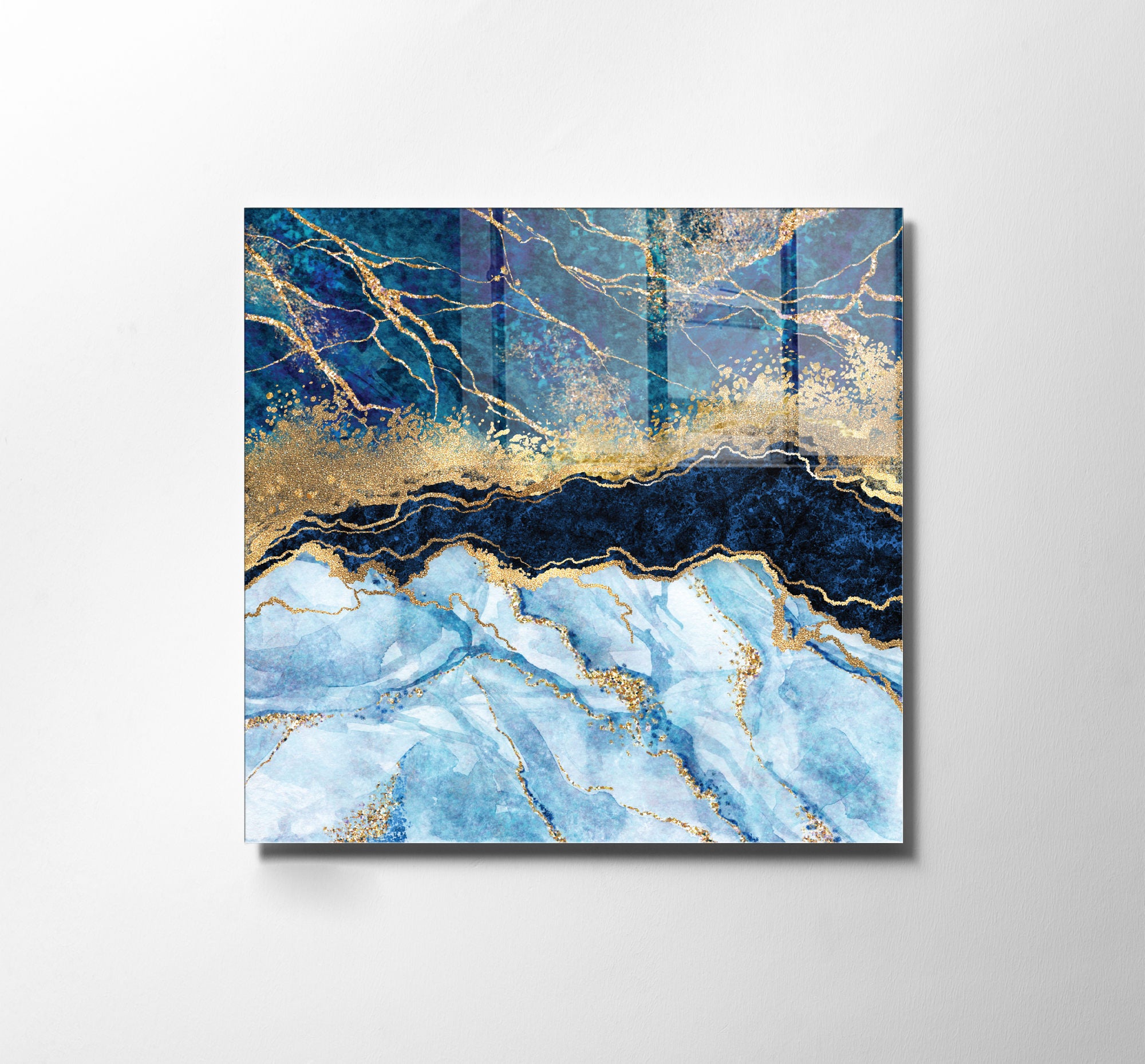 Pintura Decorativa em Vidro Temperado Multicolor 40x40cm - Arte Moderna para Decoração de Interiores