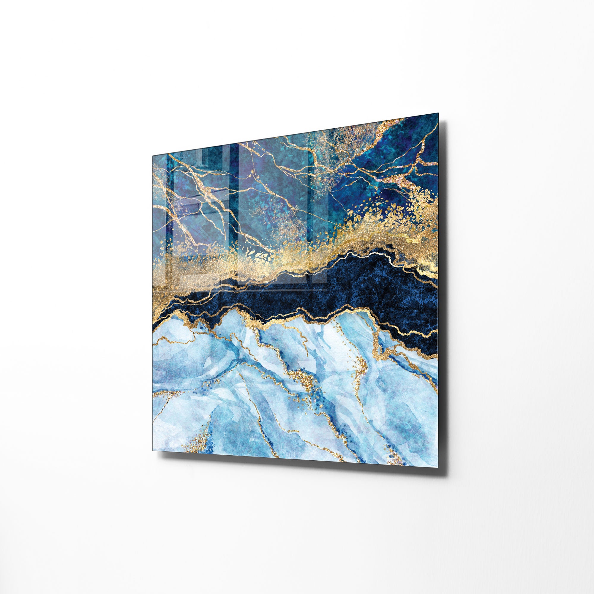 Pintura Decorativa em Vidro Temperado Multicolor 40x40cm - Arte Moderna para Decoração de Interiores