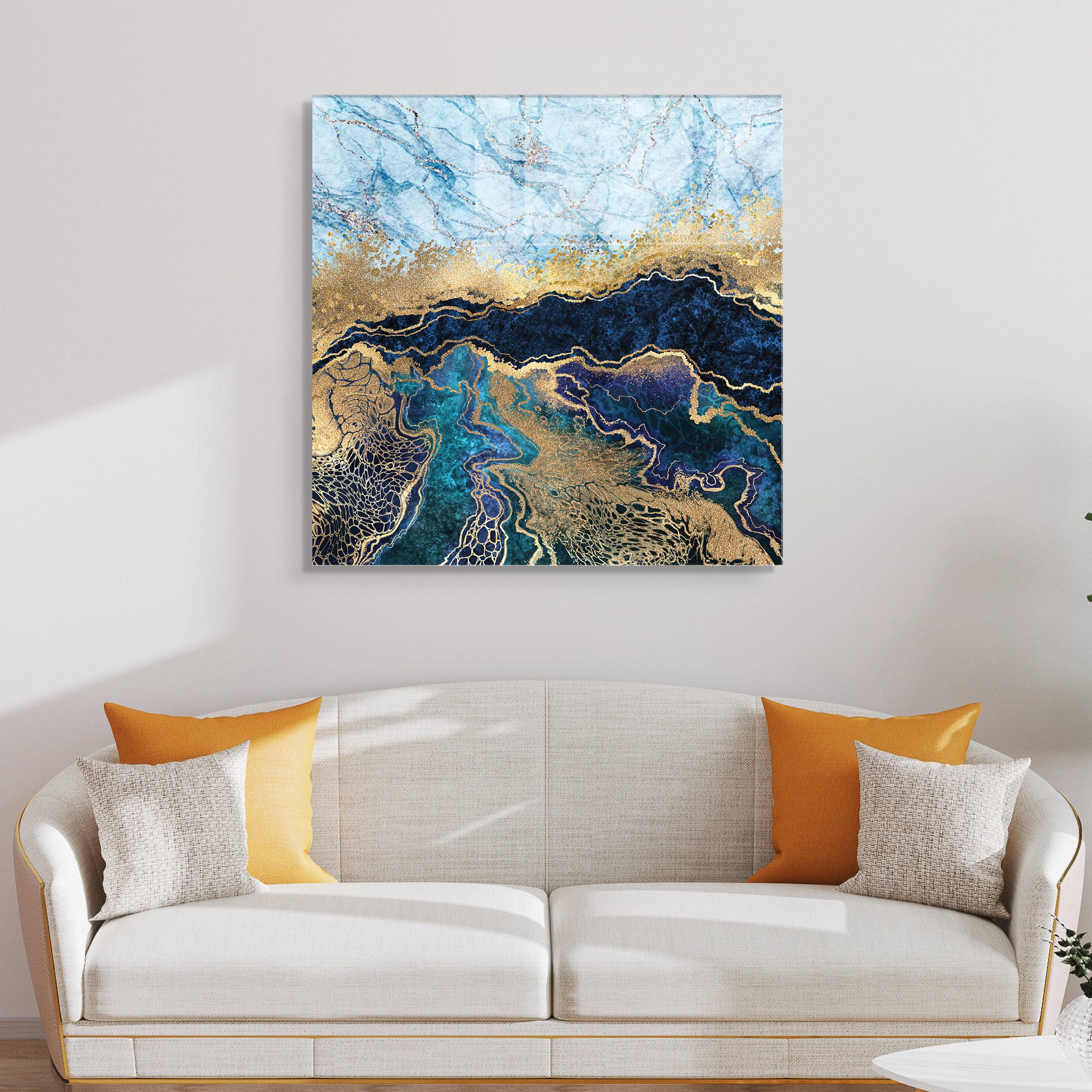 Pintura Decorativa em Vidro Temperado Multicolor 40x40cm - Arte Moderna para Decoração de Interiores
