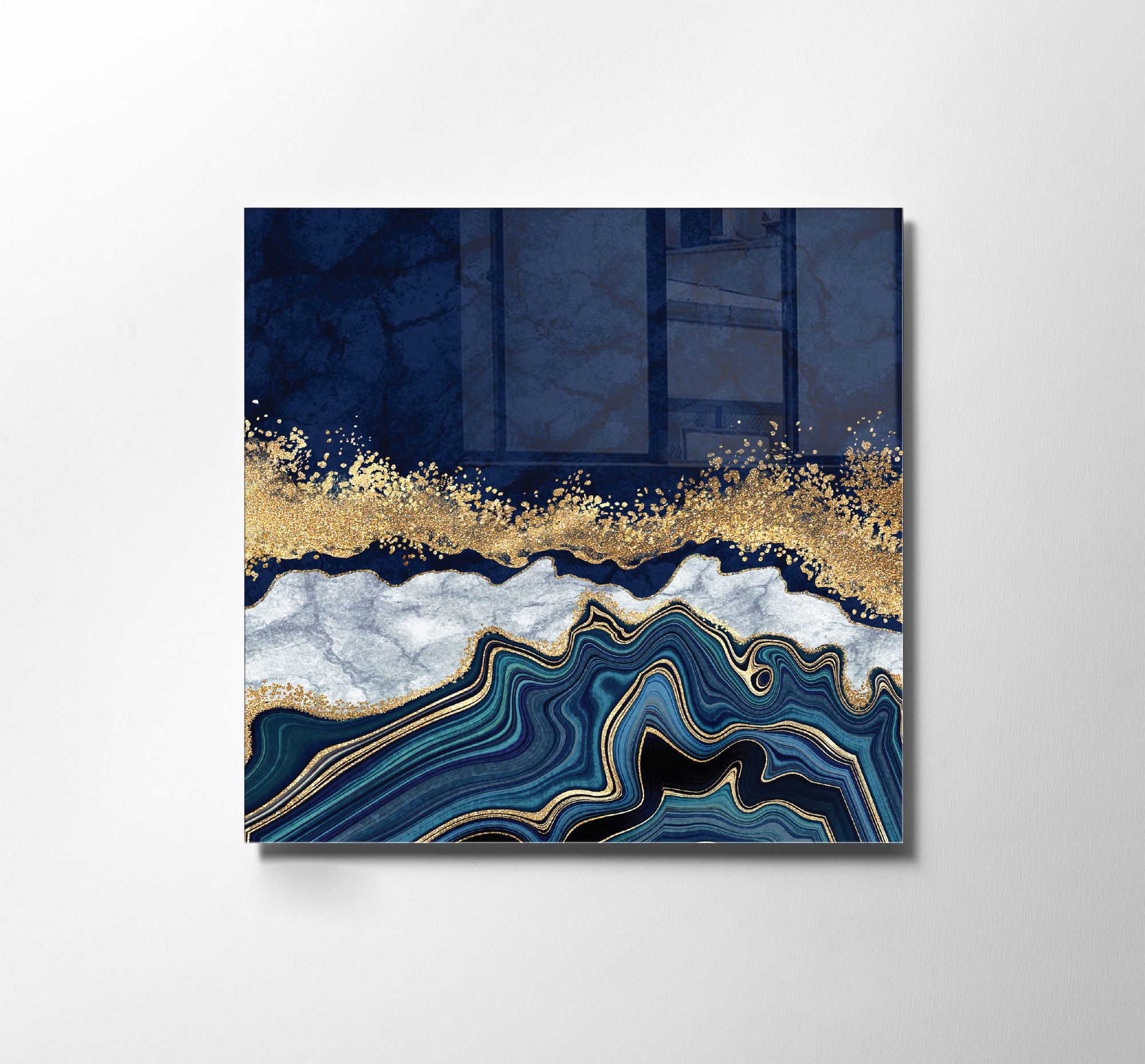 Pintura Decorativa em Vidro Temperado Multicolor 40x40cm - Arte Moderna para Decoração de Interiores