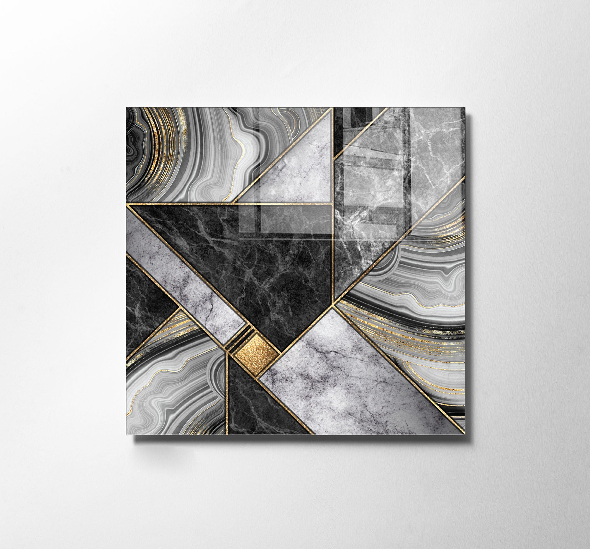 Pintura Decorativa em Vidro Temperado Multicolor 40x40cm - Arte Moderna para Decoração de Interiores