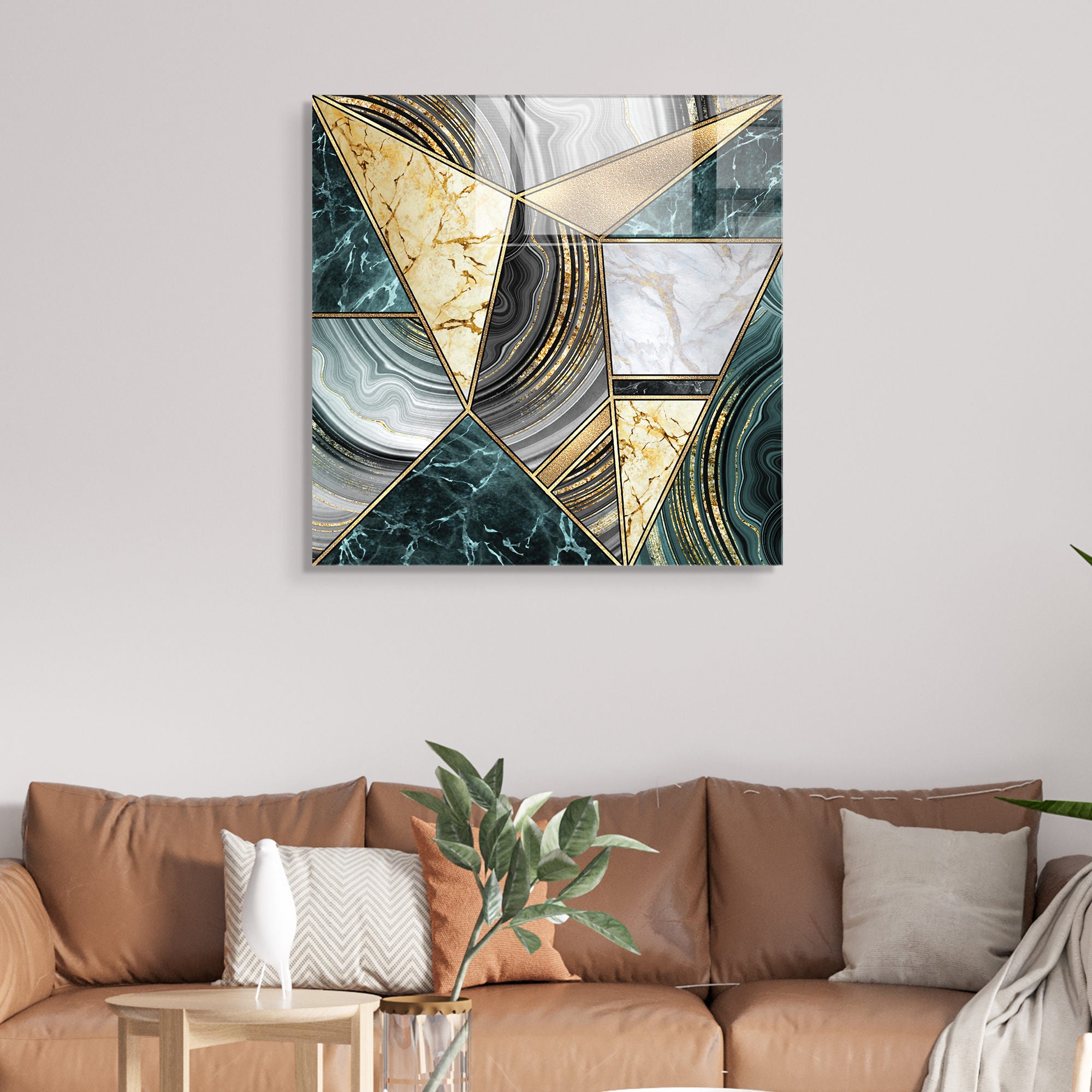 Pintura Decorativa em Vidro Temperado Multicolor 40x40cm - Arte Moderna para Decoração de Interiores