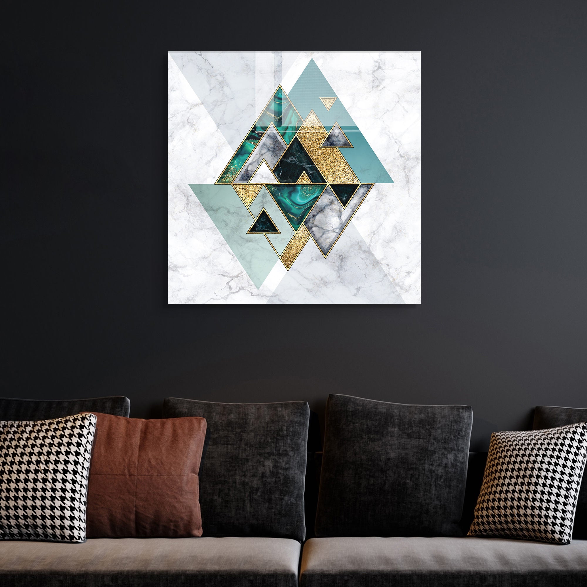 Pintura Decorativa em Vidro Temperado Multicolor 40x40cm - Arte Moderna para Decoração de Interiores