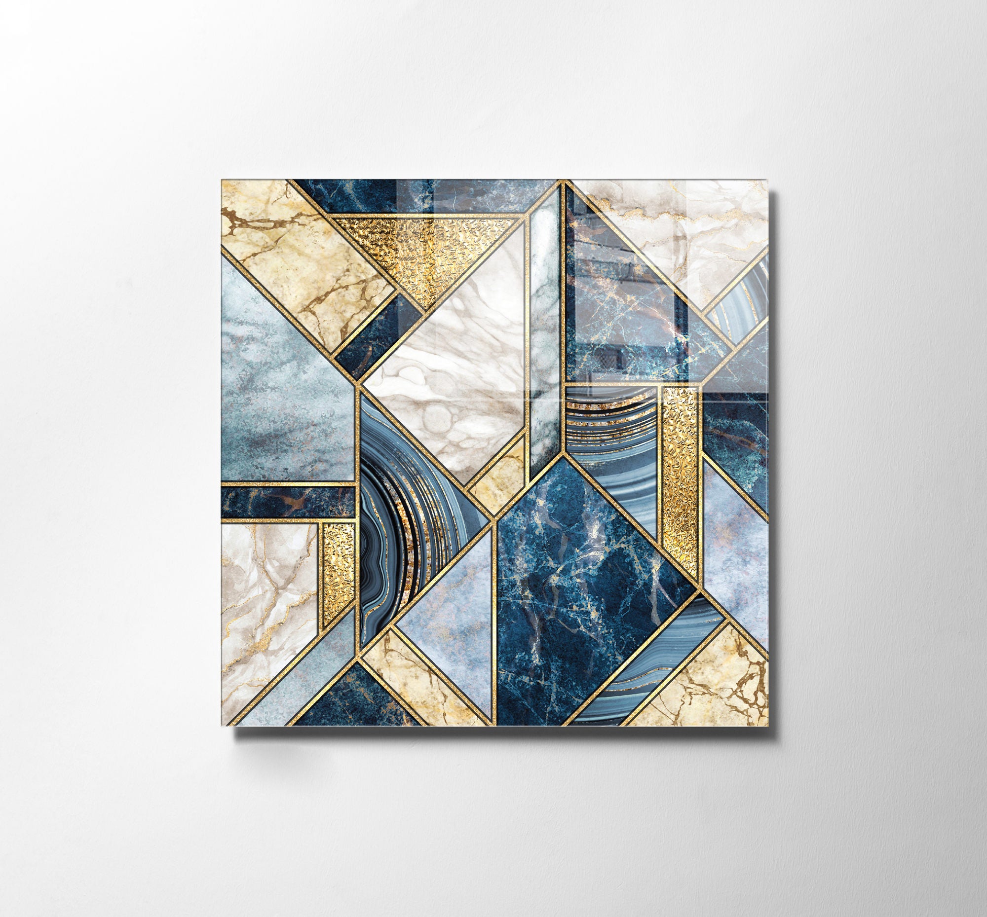 Pintura Decorativa em Vidro Temperado Multicolor 40x40cm - Arte Moderna para Decoração de Interiores