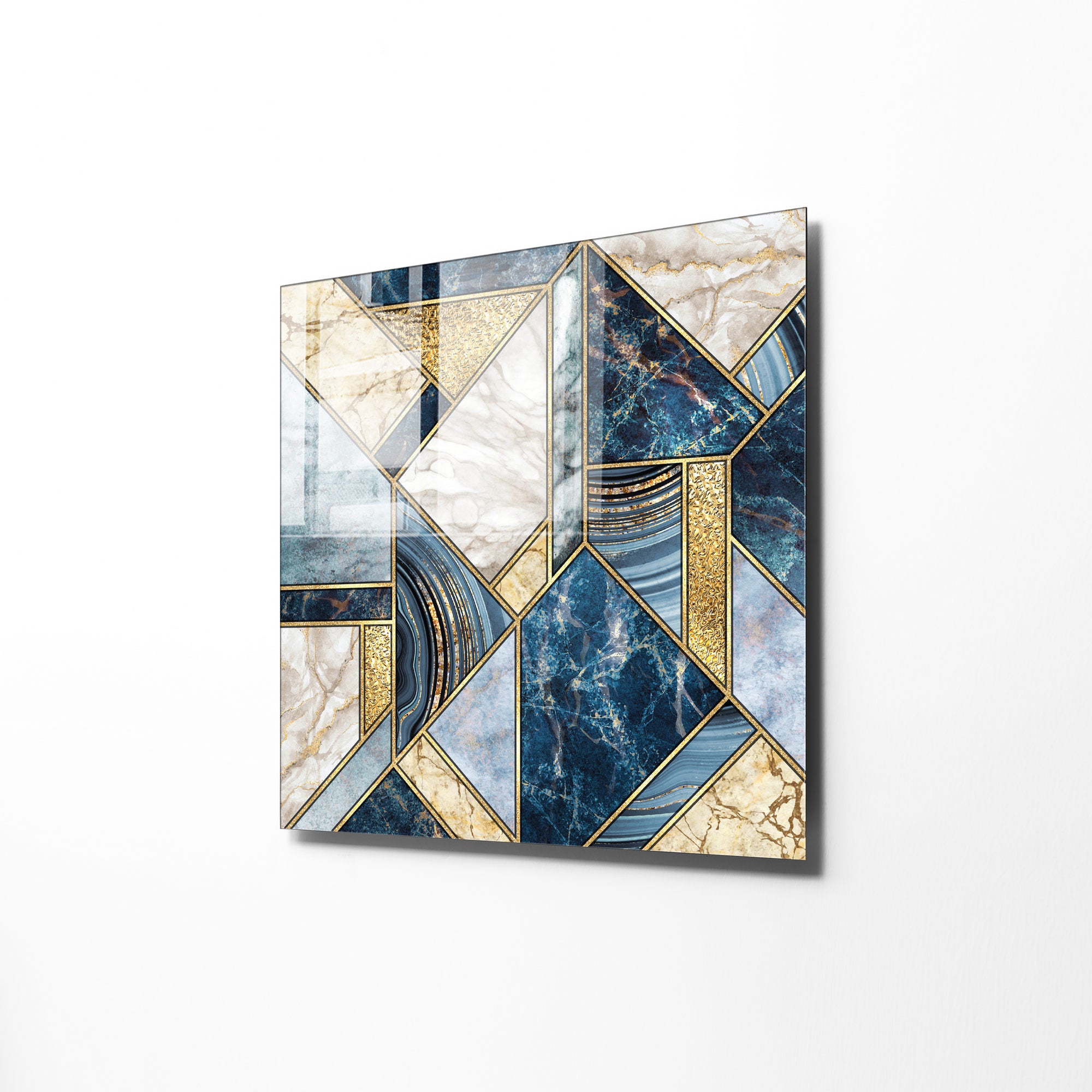 Pintura Decorativa em Vidro Temperado Multicolor 40x40cm - Arte Moderna para Decoração de Interiores