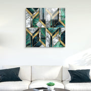 Pintura Decorativa em Vidro Temperado Multicolor 40x40cm - Arte Moderna para Decoração de Interiores