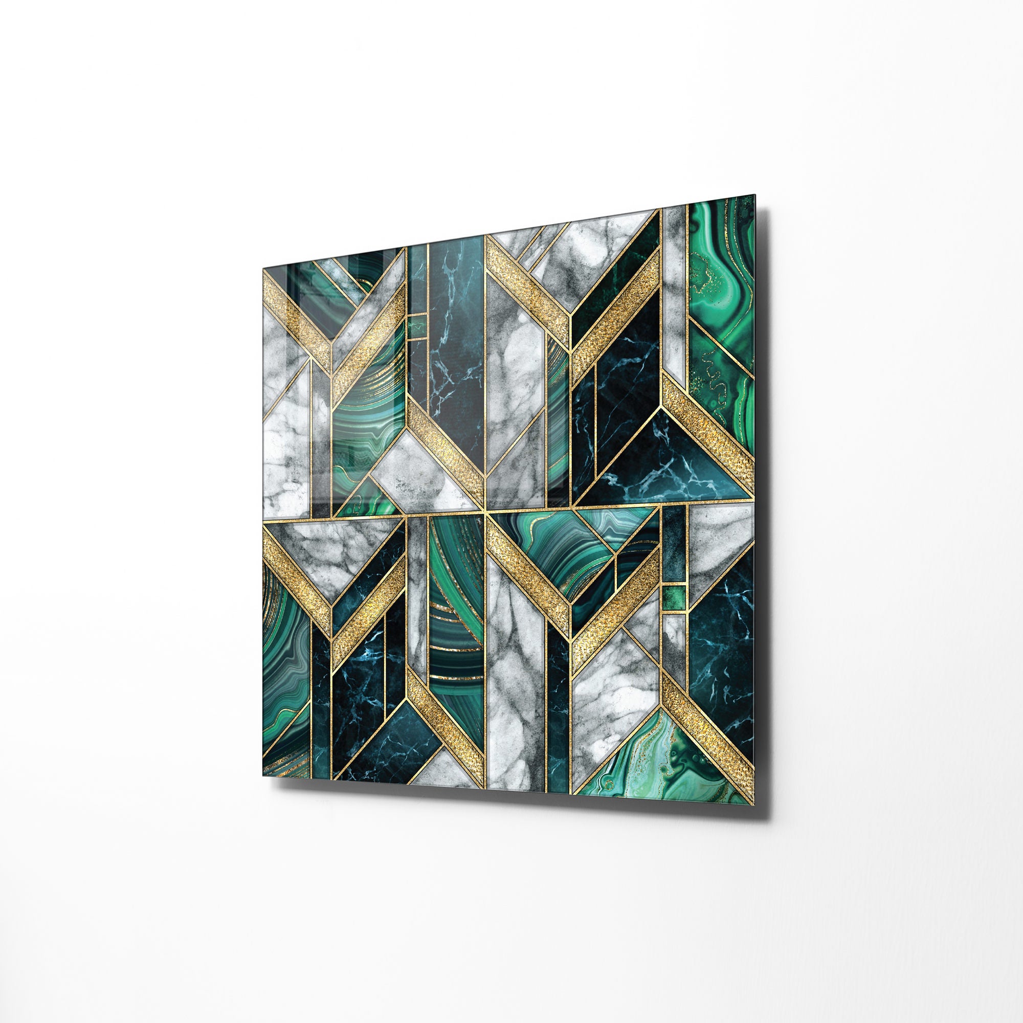 Pintura Decorativa em Vidro Temperado Multicolor 40x40cm - Arte Moderna para Decoração de Interiores