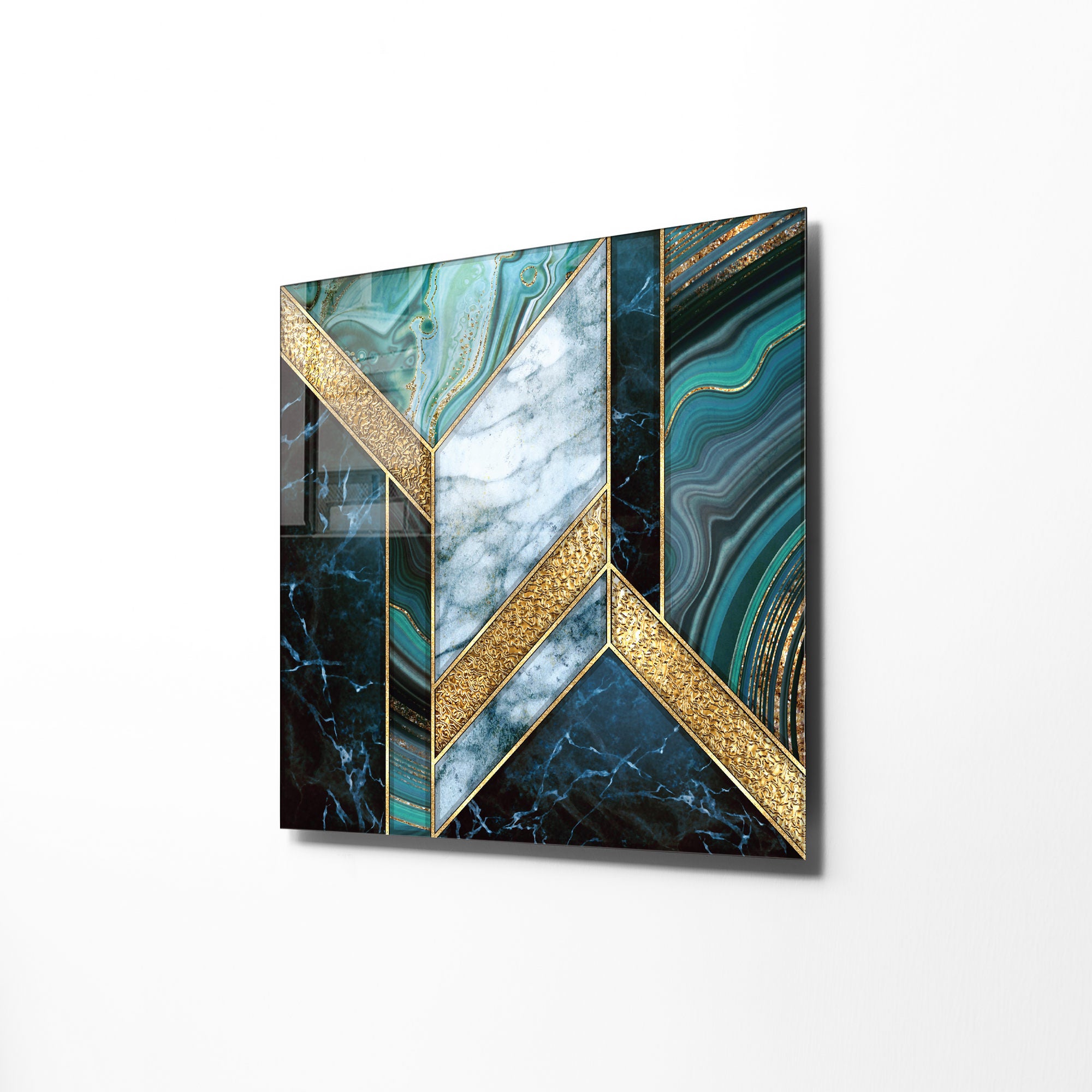 Pintura Decorativa em Vidro Temperado Multicolor 40x40cm - Arte Moderna para Decoração de Interiores