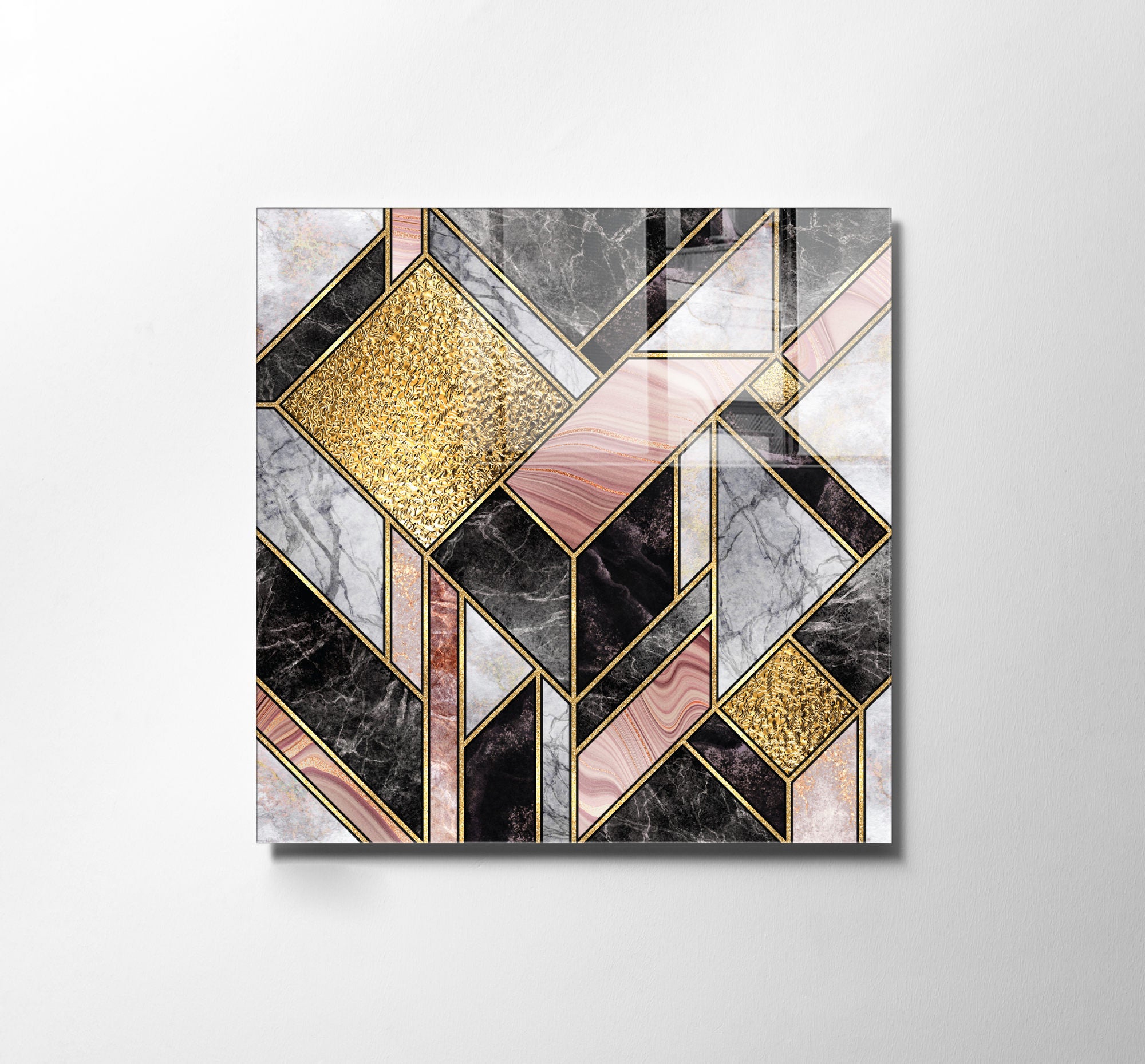 Pintura Decorativa em Vidro Temperado Multicolor 40x40cm - Arte Moderna para Decoração de Interiores