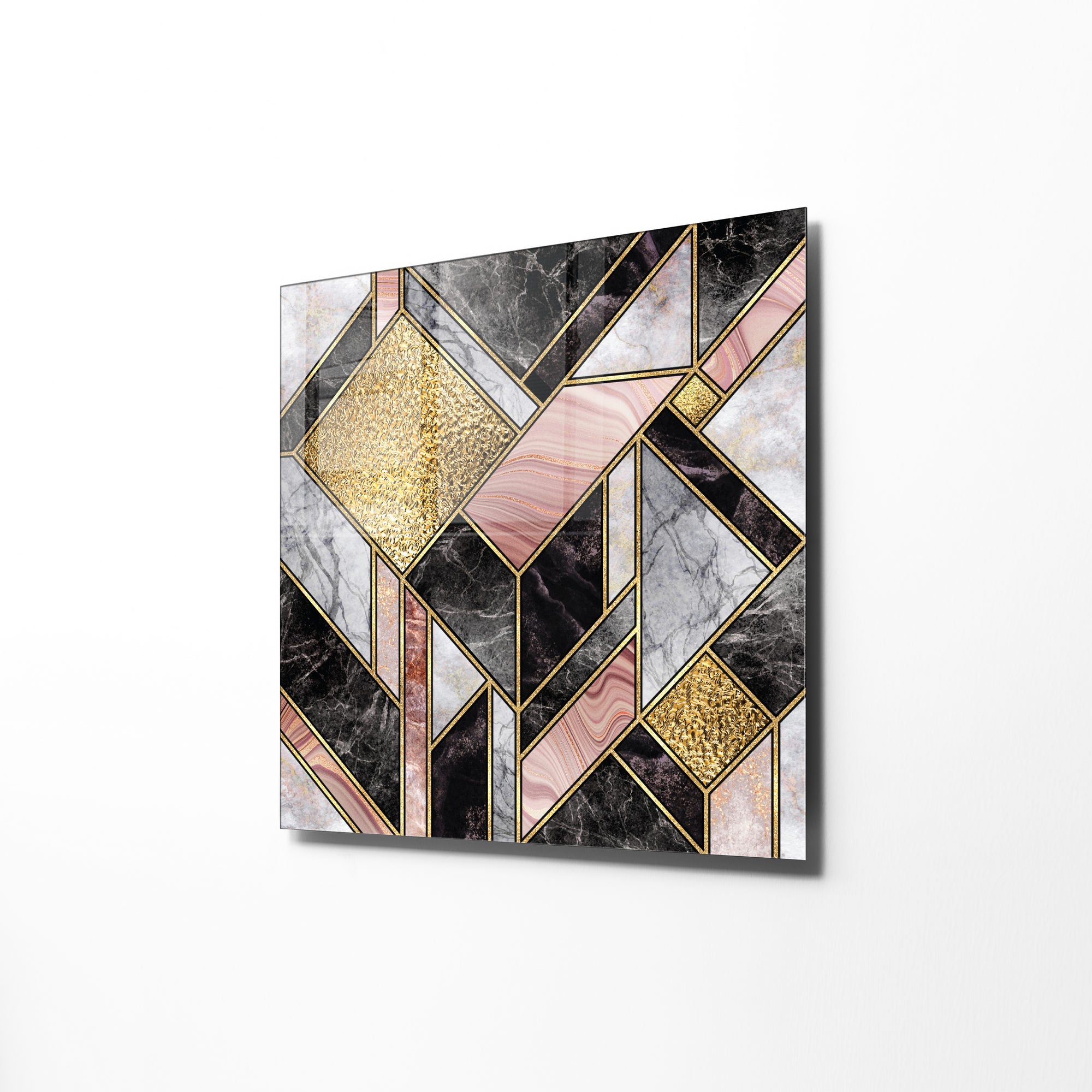 Pintura Decorativa em Vidro Temperado Multicolor 40x40cm - Arte Moderna para Decoração de Interiores