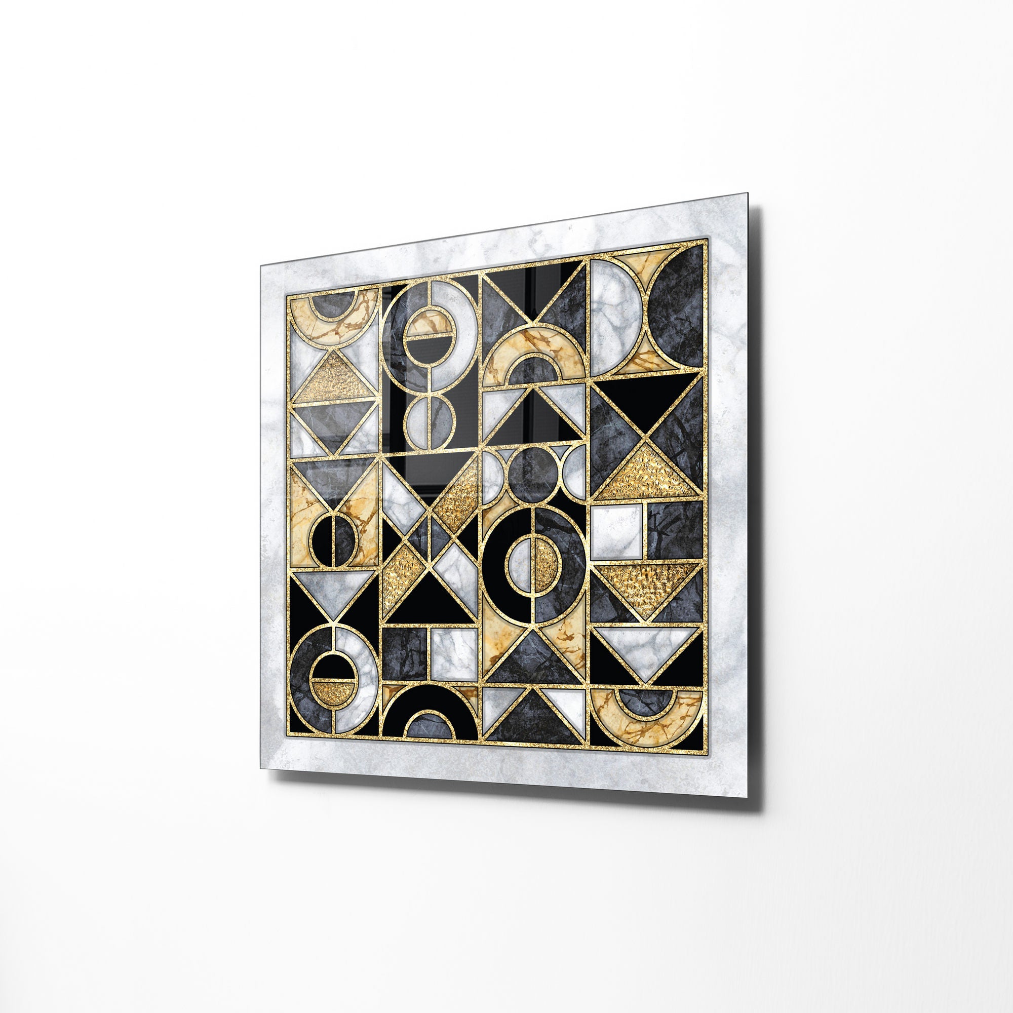 Pintura Decorativa em Vidro Temperado Multicolor 40x40cm - Arte Moderna para Decoração de Interiores