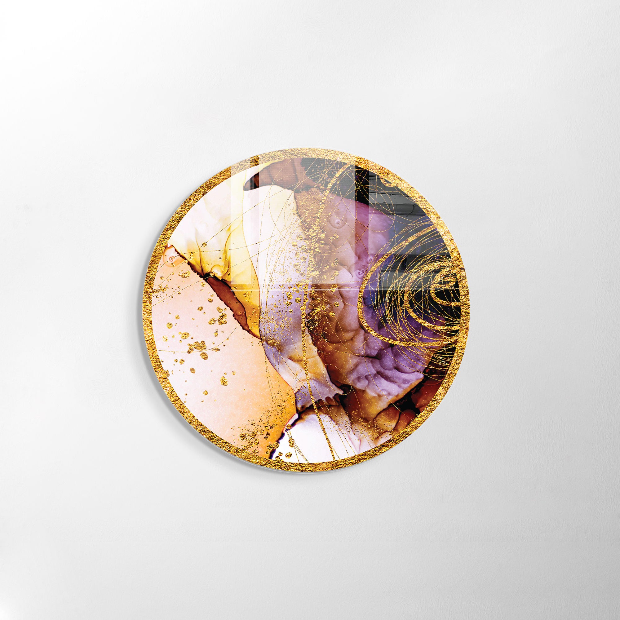 Pintura Decorativa em Vidro Temperado Multicolor - 60cm de Diâmetro, Espessura 4mm