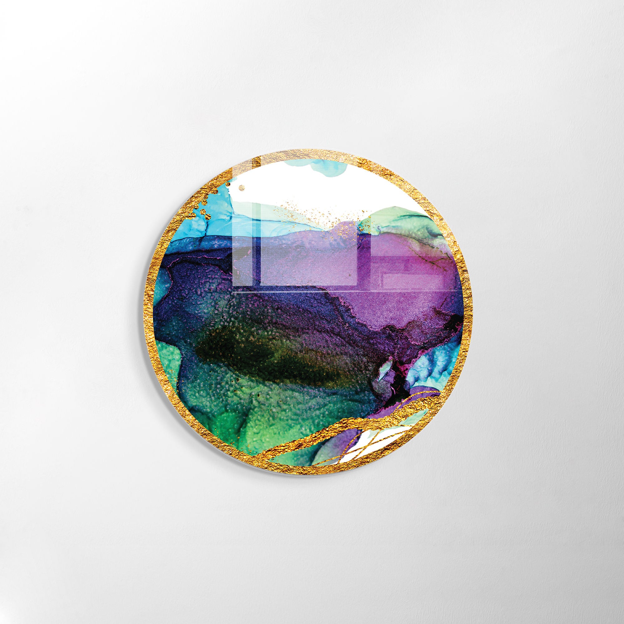 Pintura Decorativa em Vidro Temperado Multicolor - 60cm de Diâmetro, Espessura 4mm