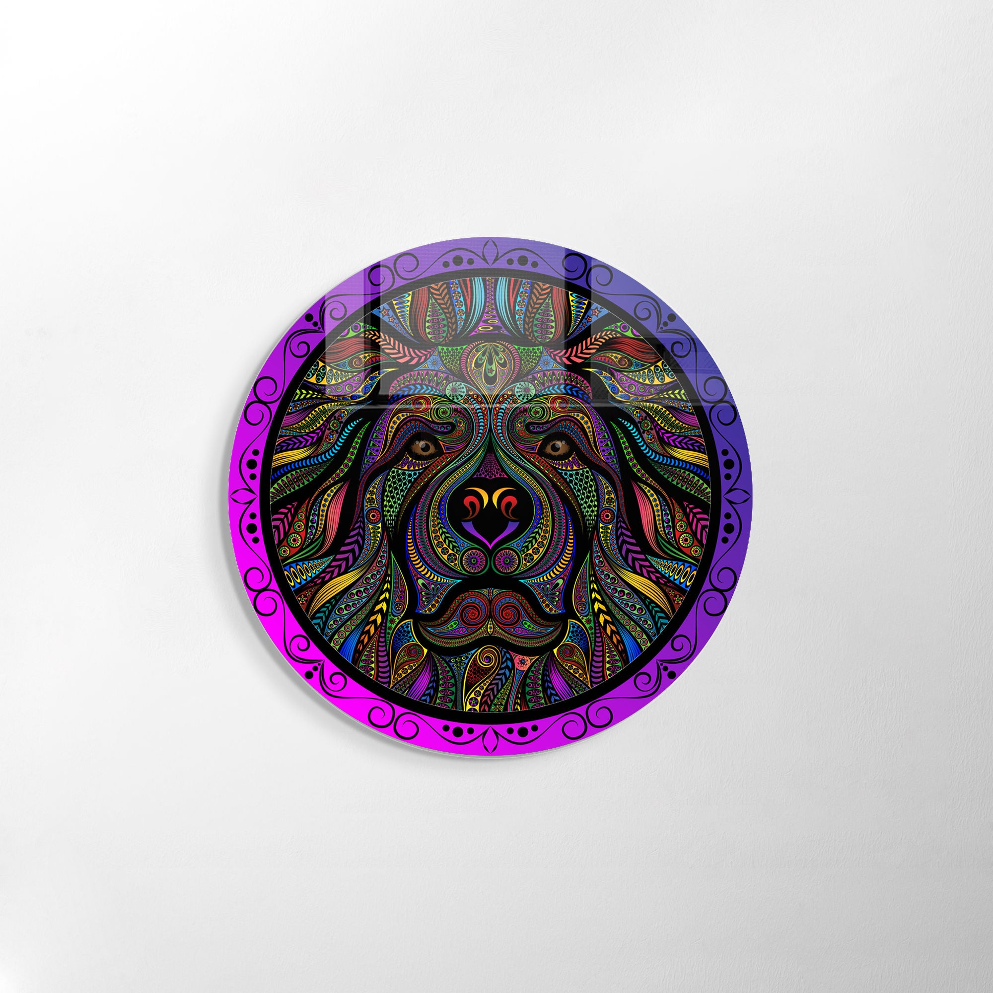 Pintura Decorativa em Vidro Temperado Multicolor - 60cm de Diâmetro, Espessura 4mm