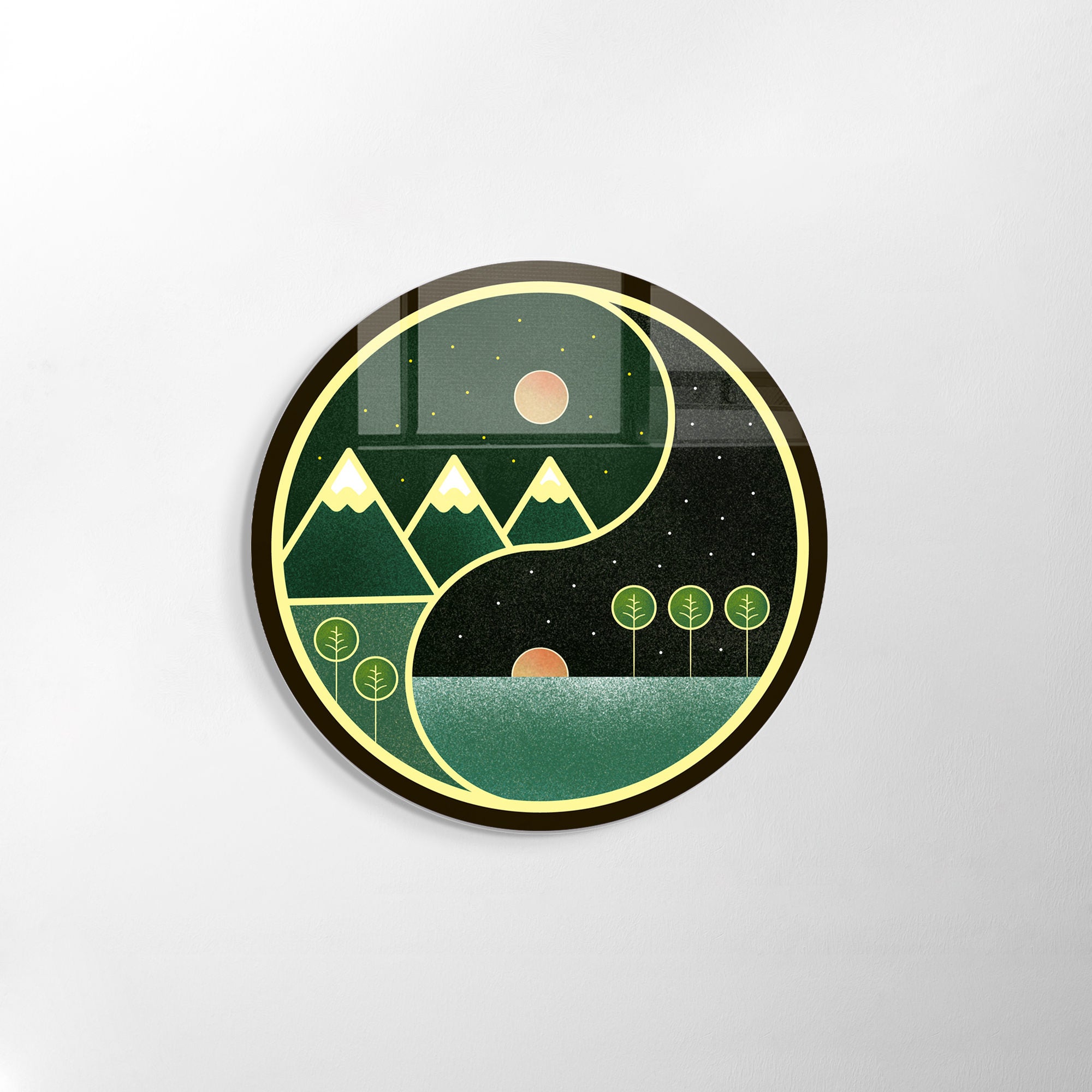 Pintura Decorativa em Vidro Temperado Multicolor - 60cm de Diâmetro, Espessura 4mm