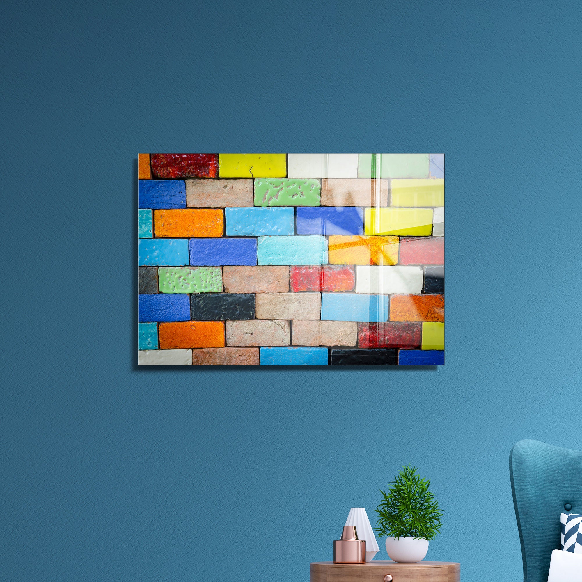 Quadro Decorativo em Vidro Temperado Multicolor 30x45cm - Arte Moderna para Decoração de Interiores