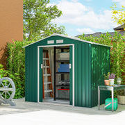 Abrigo de Jardim Metálico Verde 213x130x185 cm - Armazenamento de Ferramentas