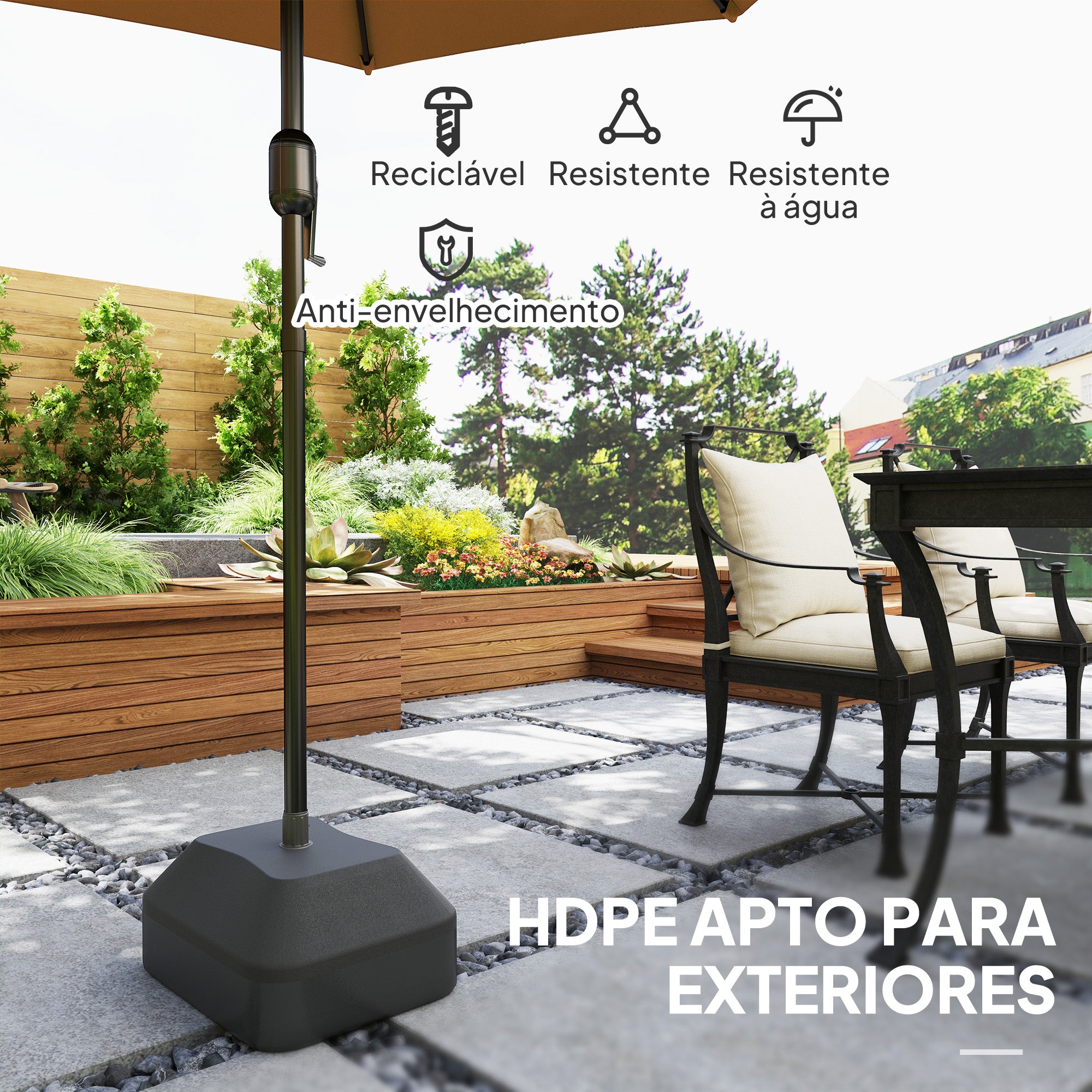 Base para Chapéu de Sol Preenchível 20L ou 24kg 43x33x25 cm Preto