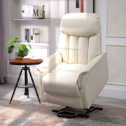 Poltrona Reclinável com Elevador Elétrico – 80x94x104 cm – Creme – Metálica e Tecido PU