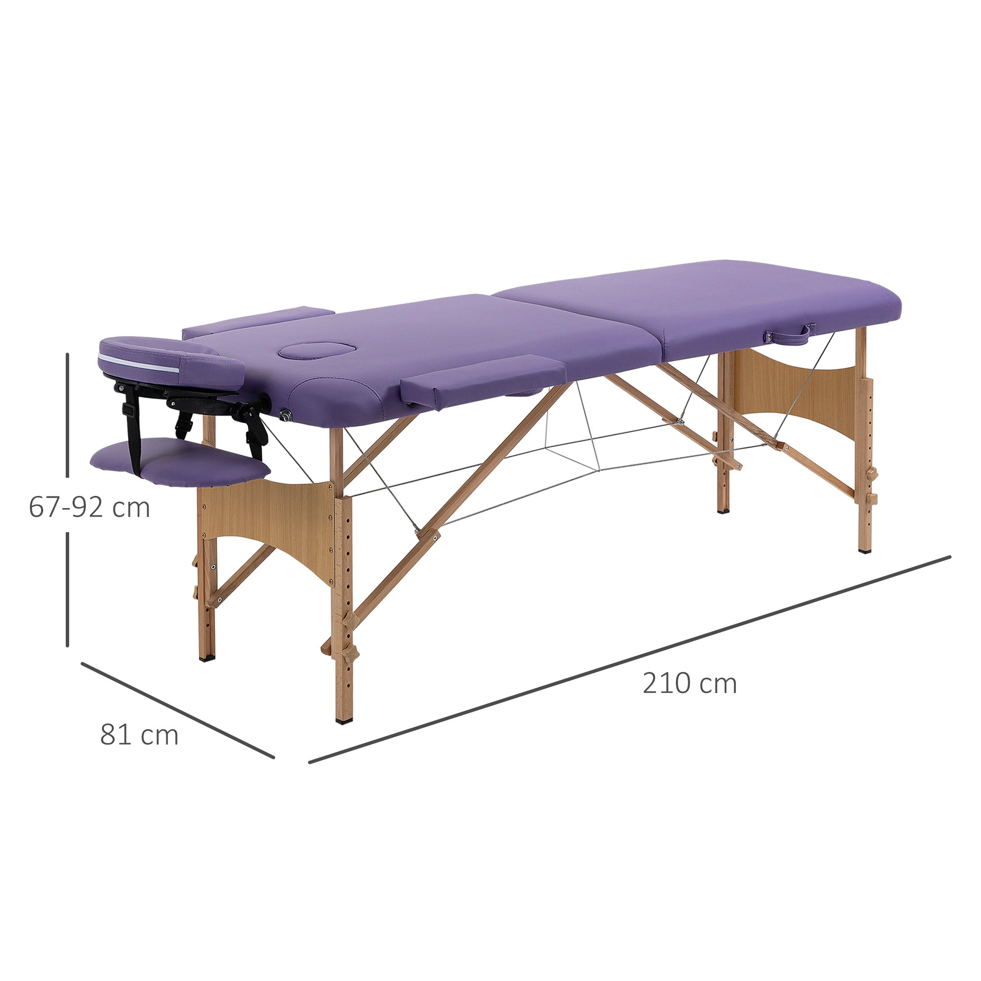 Marquesa de Massagem Dobrável Roxa 185x60x61-88 cm
