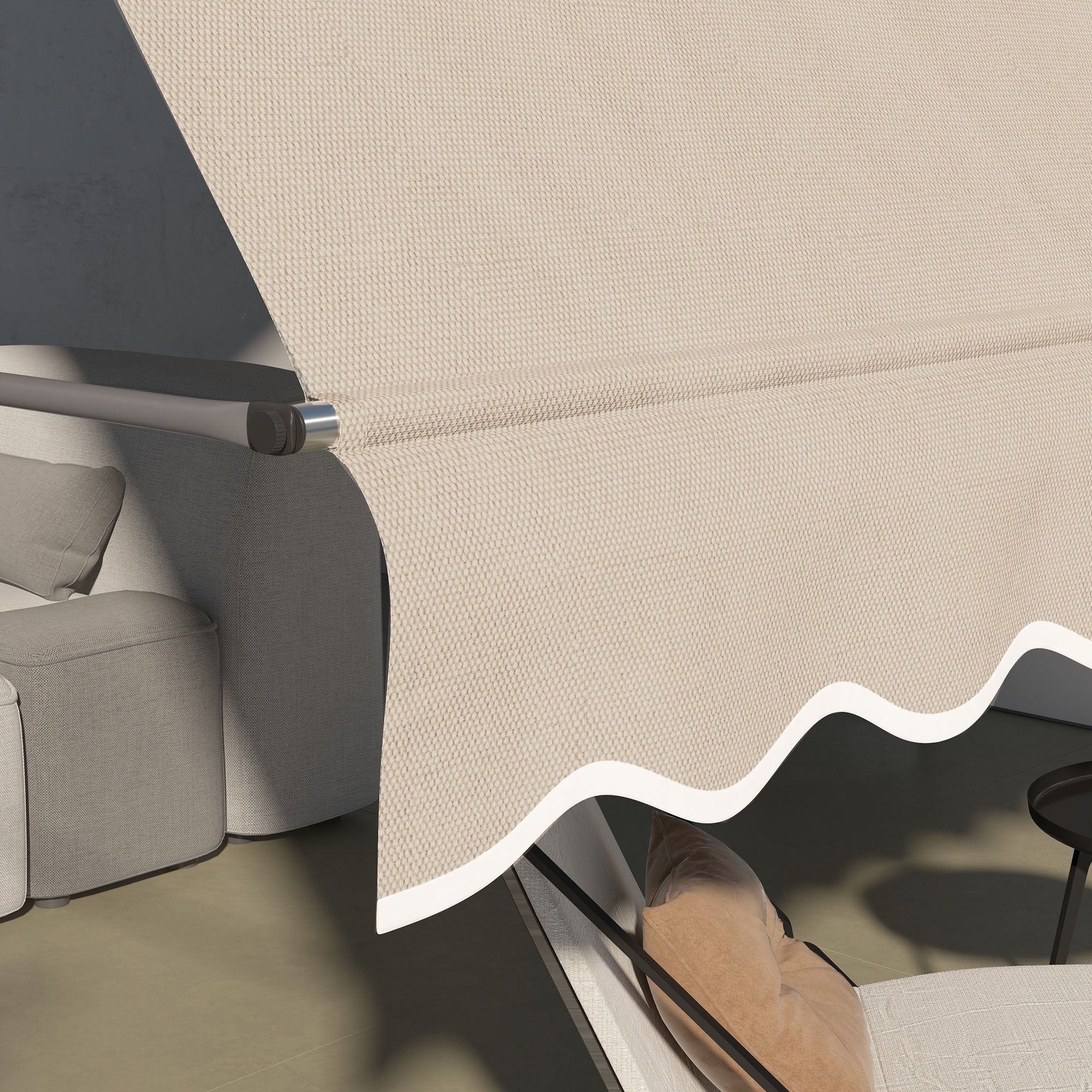 Toldo Manual Retrátil 350x120x210-300 cm - Cor Areia