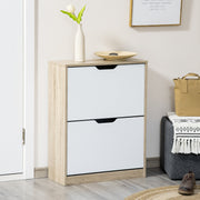 Sapateira de Madeira – 62,5x26x81cm – Cor Natural e Branco – MDF