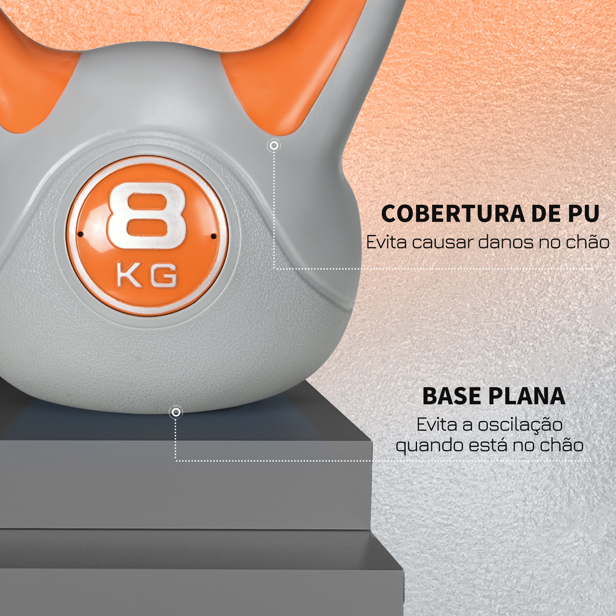 Kettlebell 8kg Laranja 20x14x24cm