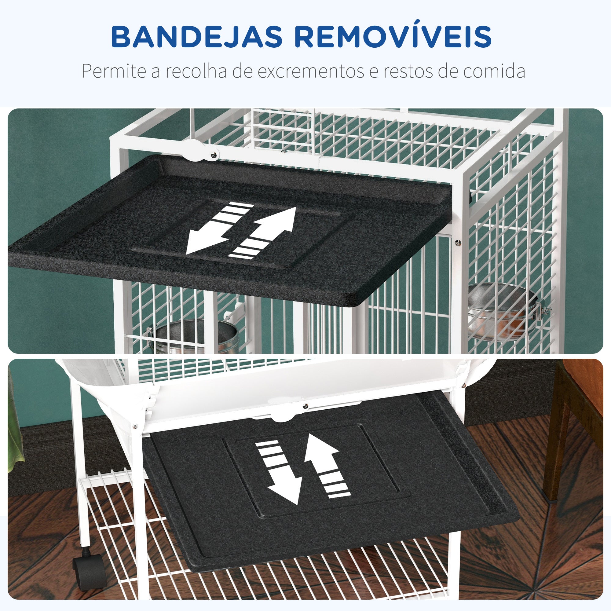 Gaiola para Pássaros – 62,5x62,5x156 cm – Cor Branca – Estrutura de Aço