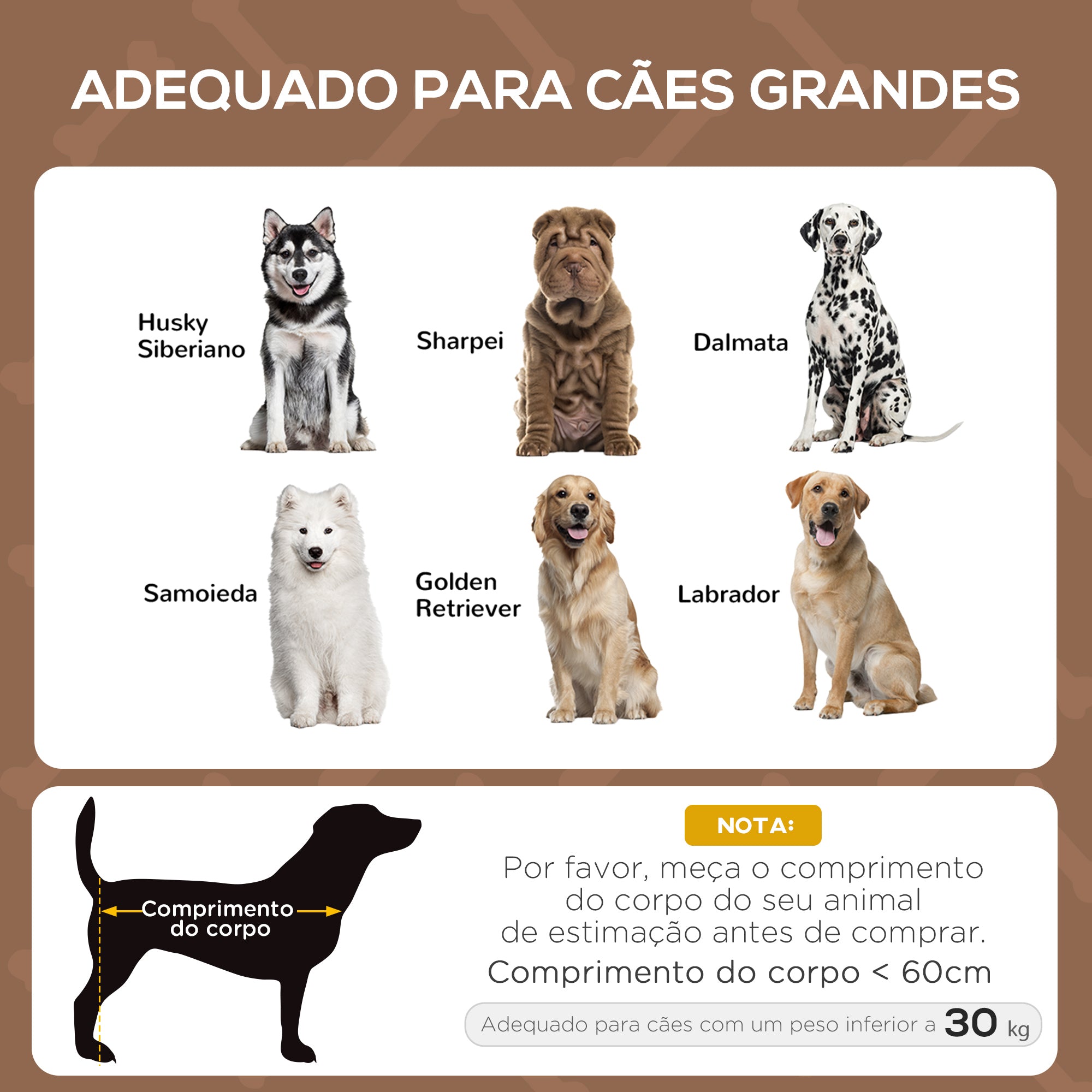 Cama Elevada para Animais de Estimação – 92x76x90cm – Marrom – Metal e Tecido Oxford