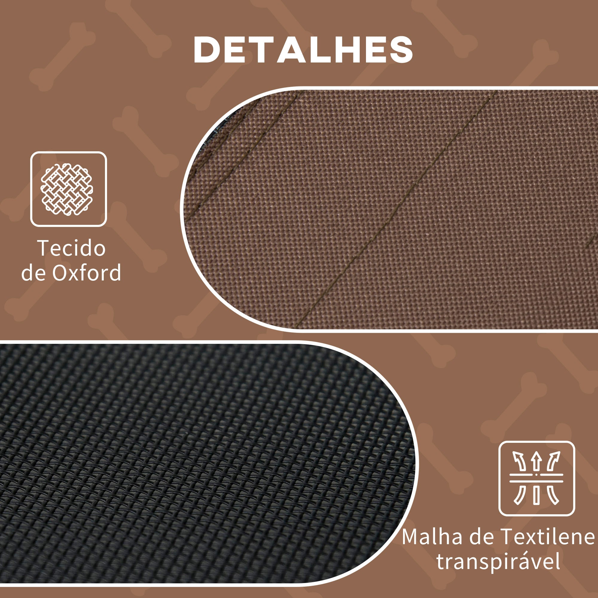 Cama Elevada para Animais de Estimação – 92x76x90cm – Marrom – Metal e Tecido Oxford