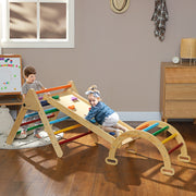 Triângulo de Escalada de Madeira Multicor 178x64,5x63 cm para Crianças de 18-48 Meses