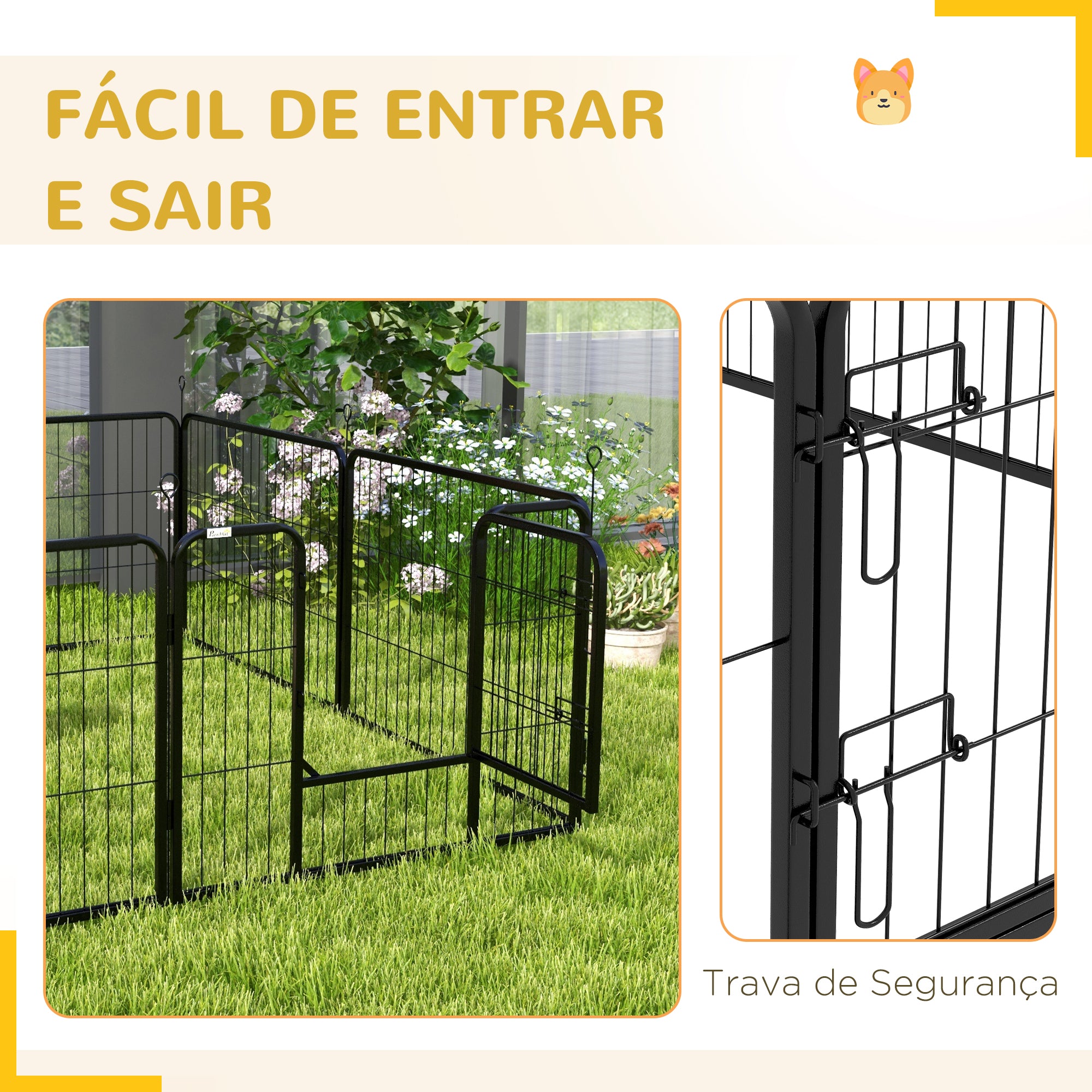Parque para Animais de Estimação 80x60 cm Preto