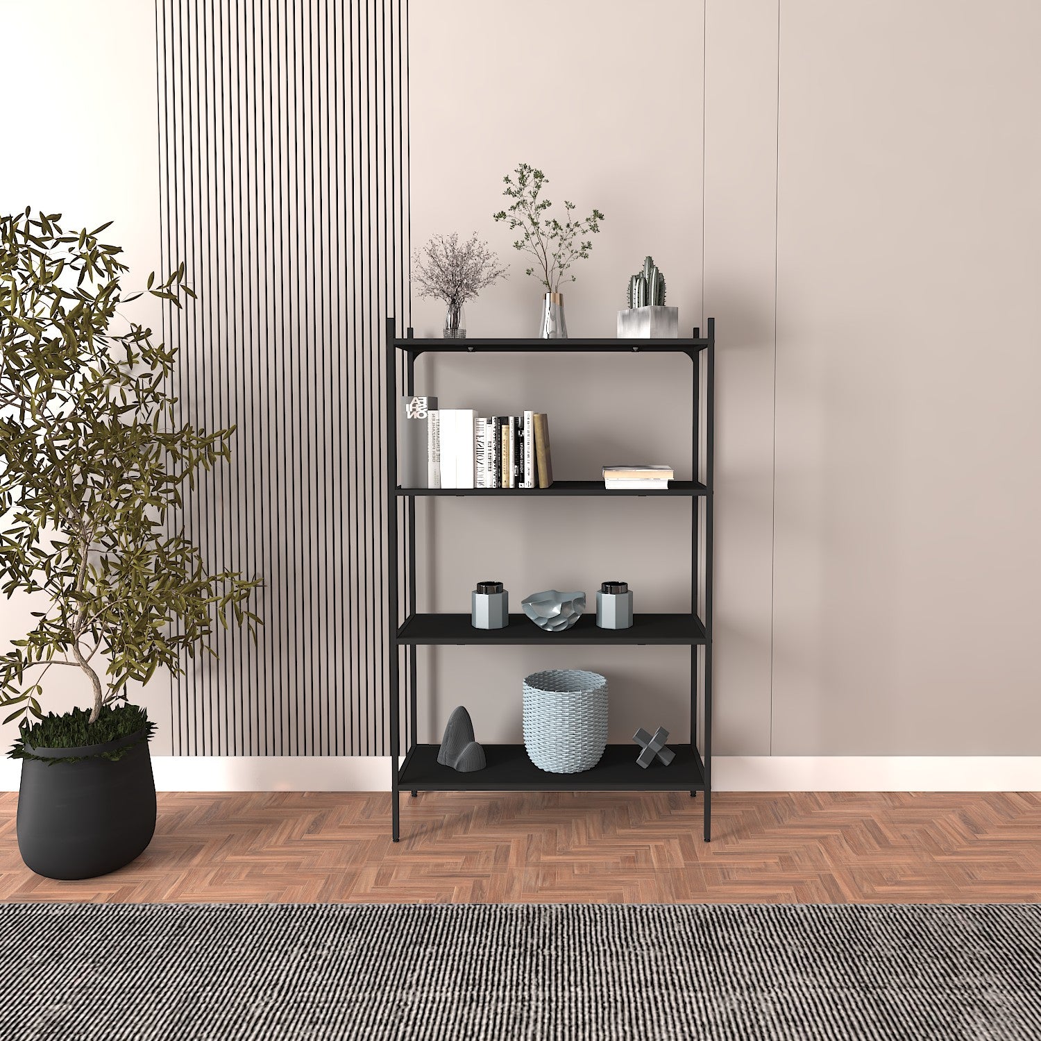 Estante de Livros – 80cm x 126cm x 30cm – Preta – Melamina