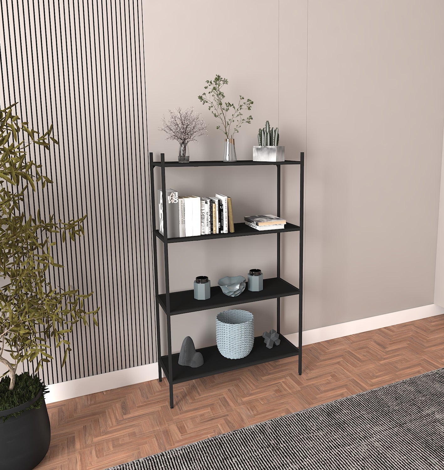 Estante de Livros – 80cm x 126cm x 30cm – Preta – Melamina