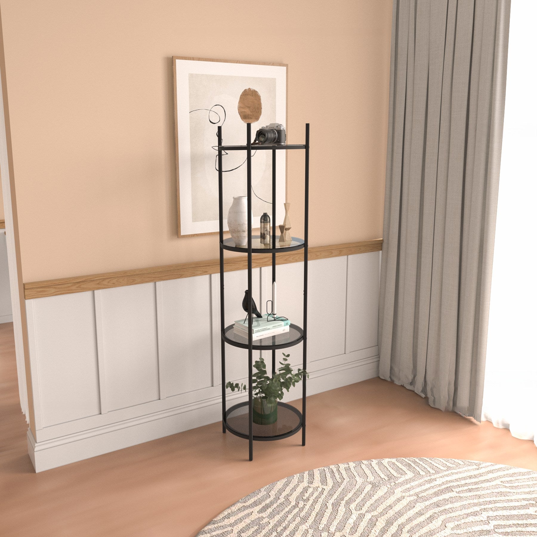 Estante de livros - 150 cm x 42 cm x 42 cm - Preto - Vidro e Metal