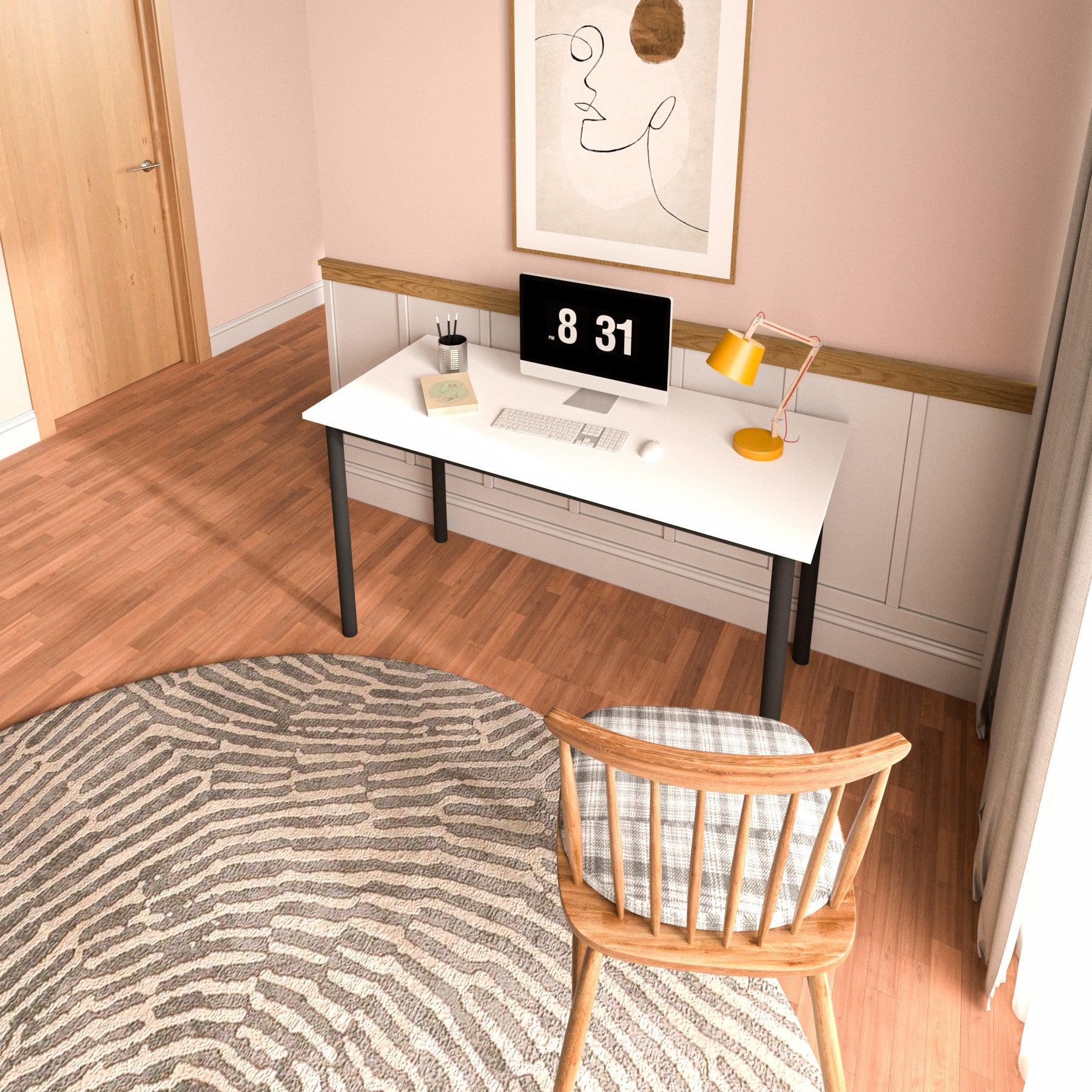 Secretária de Estudo – 110cm x 74.8cm x 55cm – Preto e Branco – Aglomerado