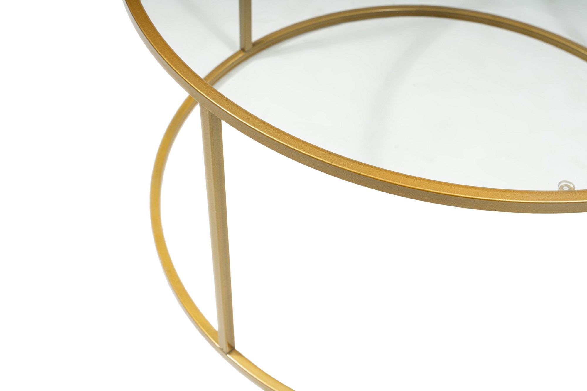 Mesa de Centro – 80 cm – Dourado e Transparente – Vidro e Metal