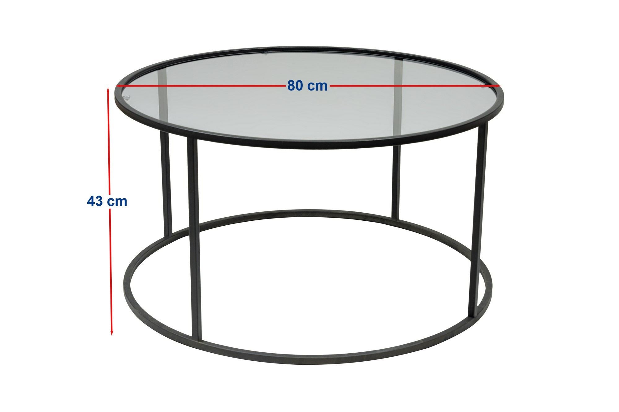 Mesa de Centro – 80cm – Preto e Fumê – Vidro Temperado