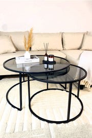 Mesa de Centro – 80 cm – Fumê e Preta – Vidro e Metal
