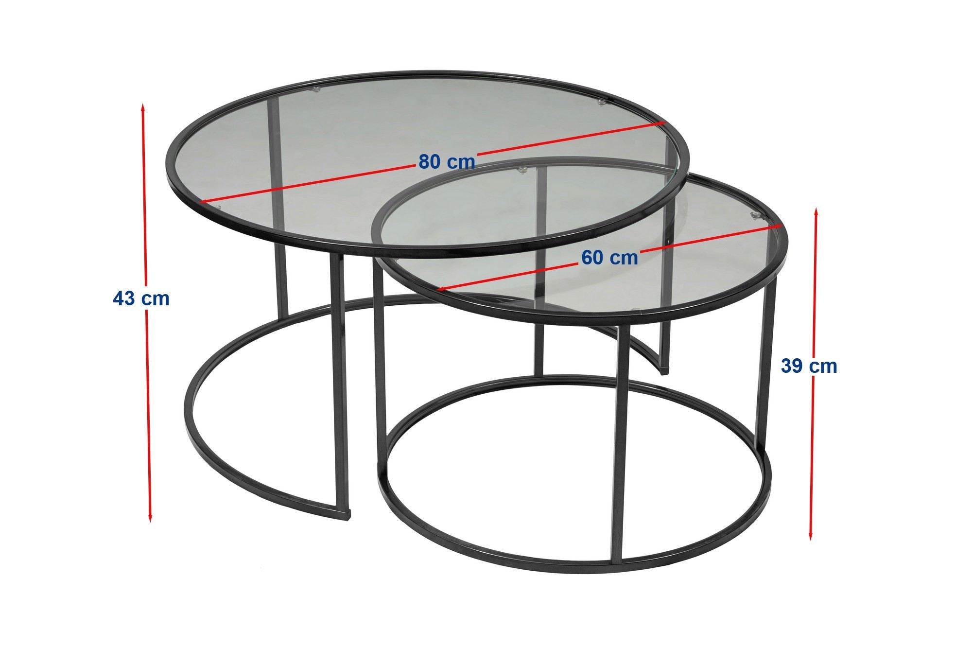 Mesa de Centro – 80 cm – Fumê e Preta – Vidro e Metal