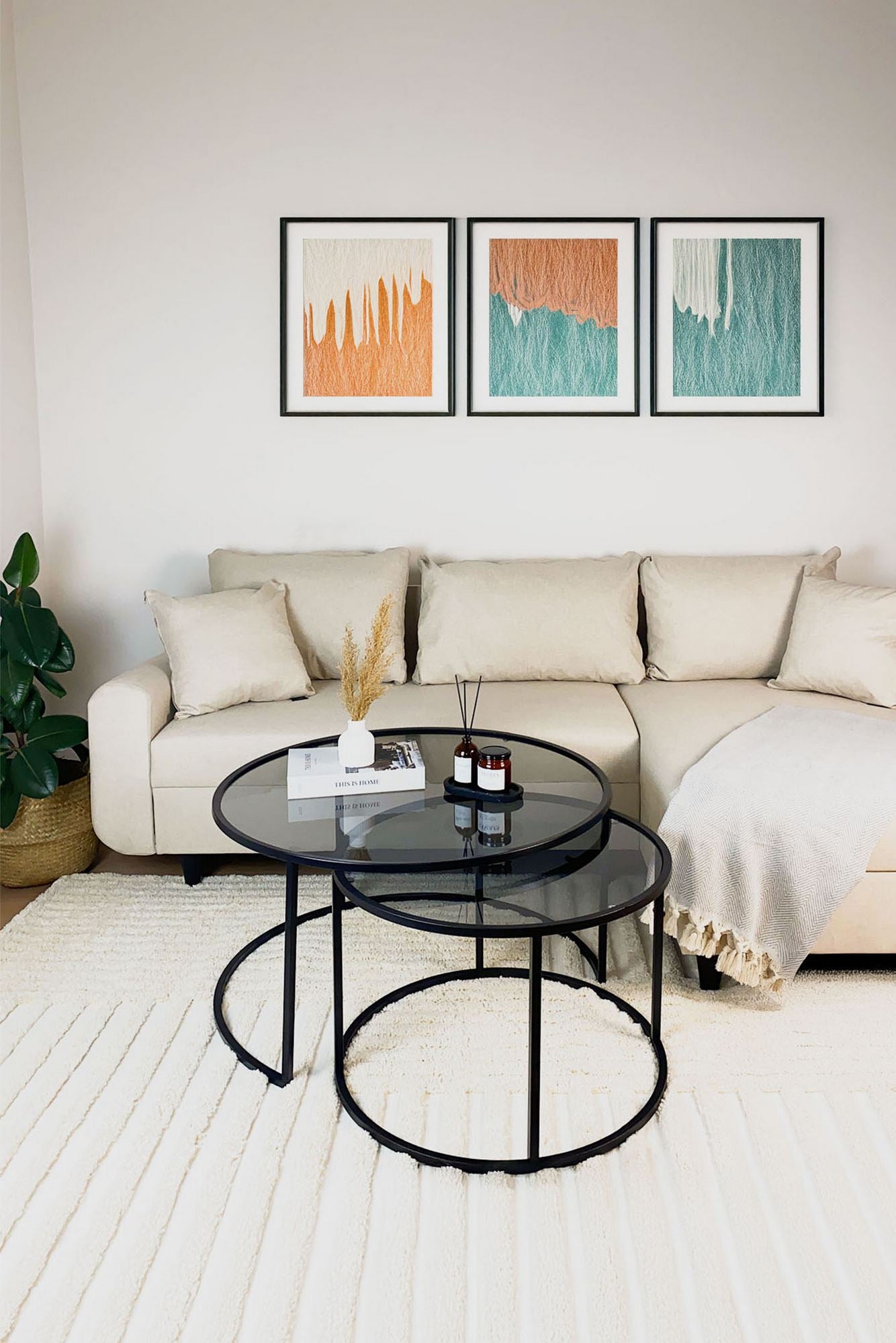 Mesa de Centro – 80 cm – Fumê e Preta – Vidro e Metal