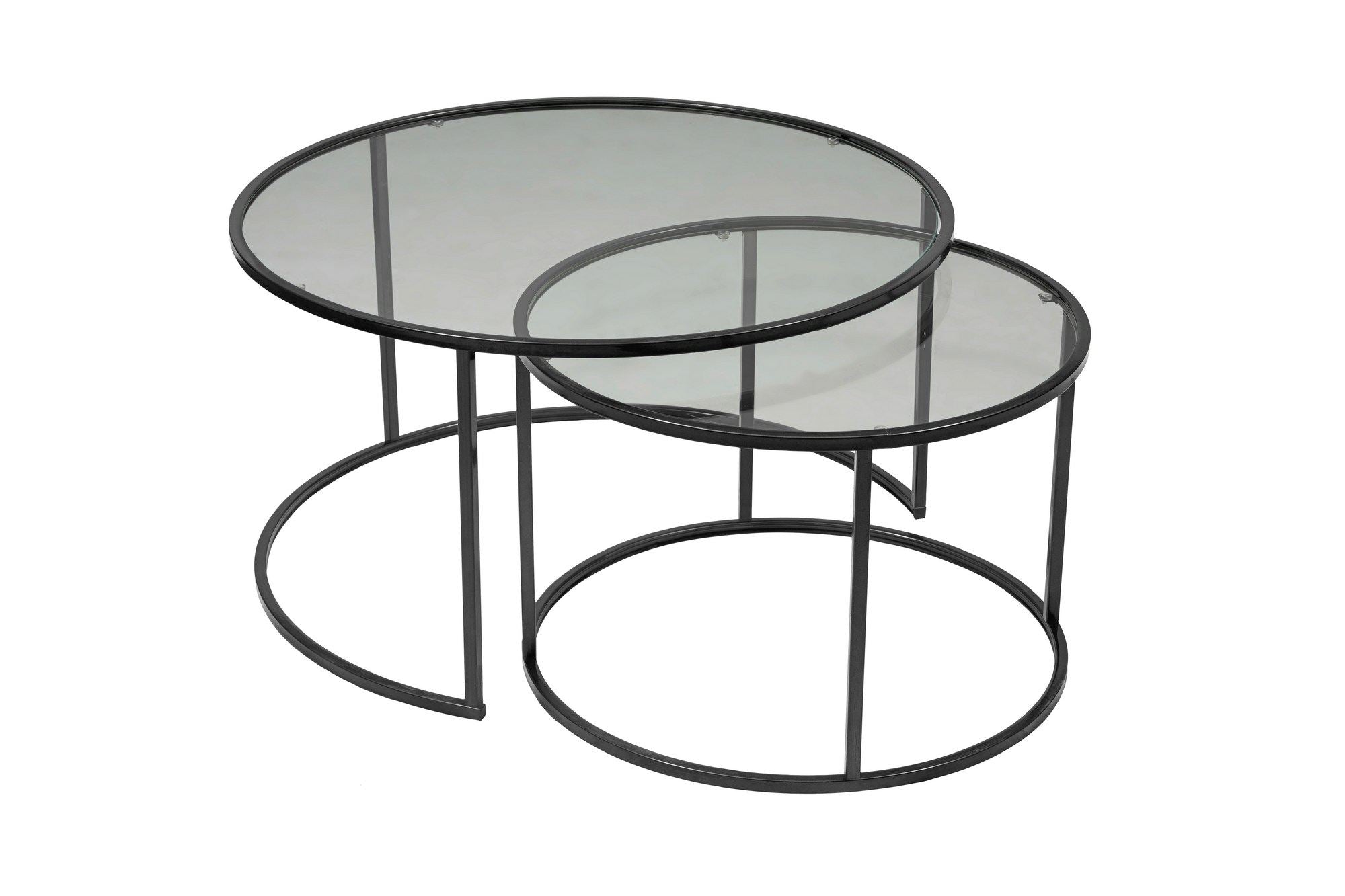 Mesa de Centro – 80 cm – Fumê e Preta – Vidro e Metal