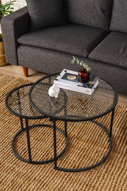 Mesa de Centro – 60 cm – Fumê e Preta – Vidro e Metal