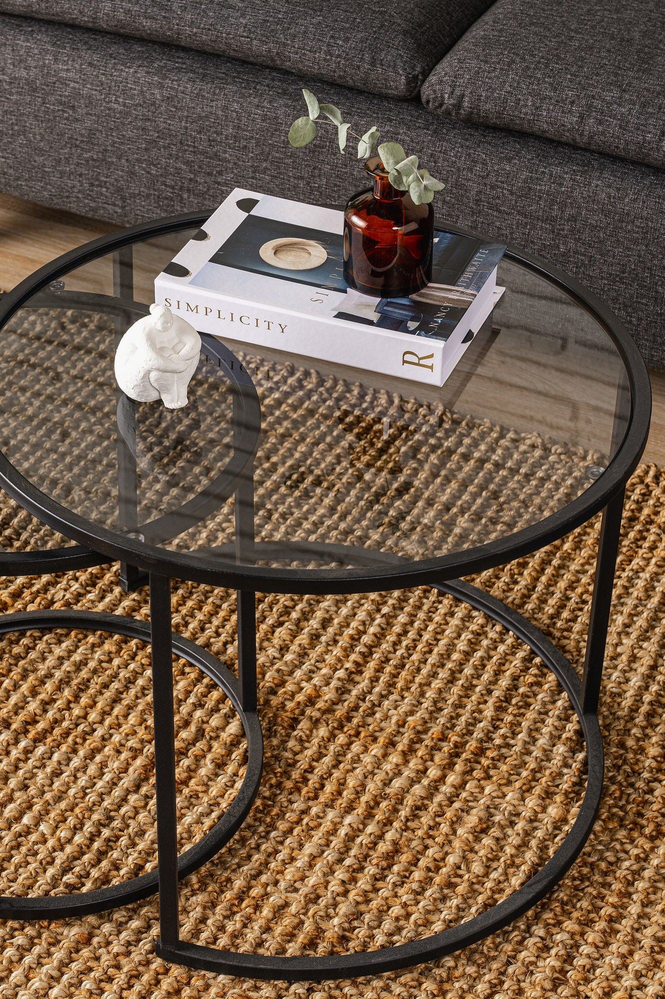 Mesa de Centro – 60 cm – Fumê e Preta – Vidro e Metal